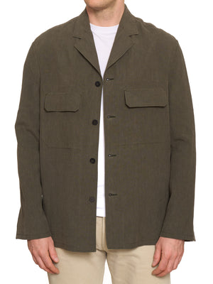 ERMENEGILDO ZEGNA Couture Khaki Linen Overshirt Work Shirt Jacket
