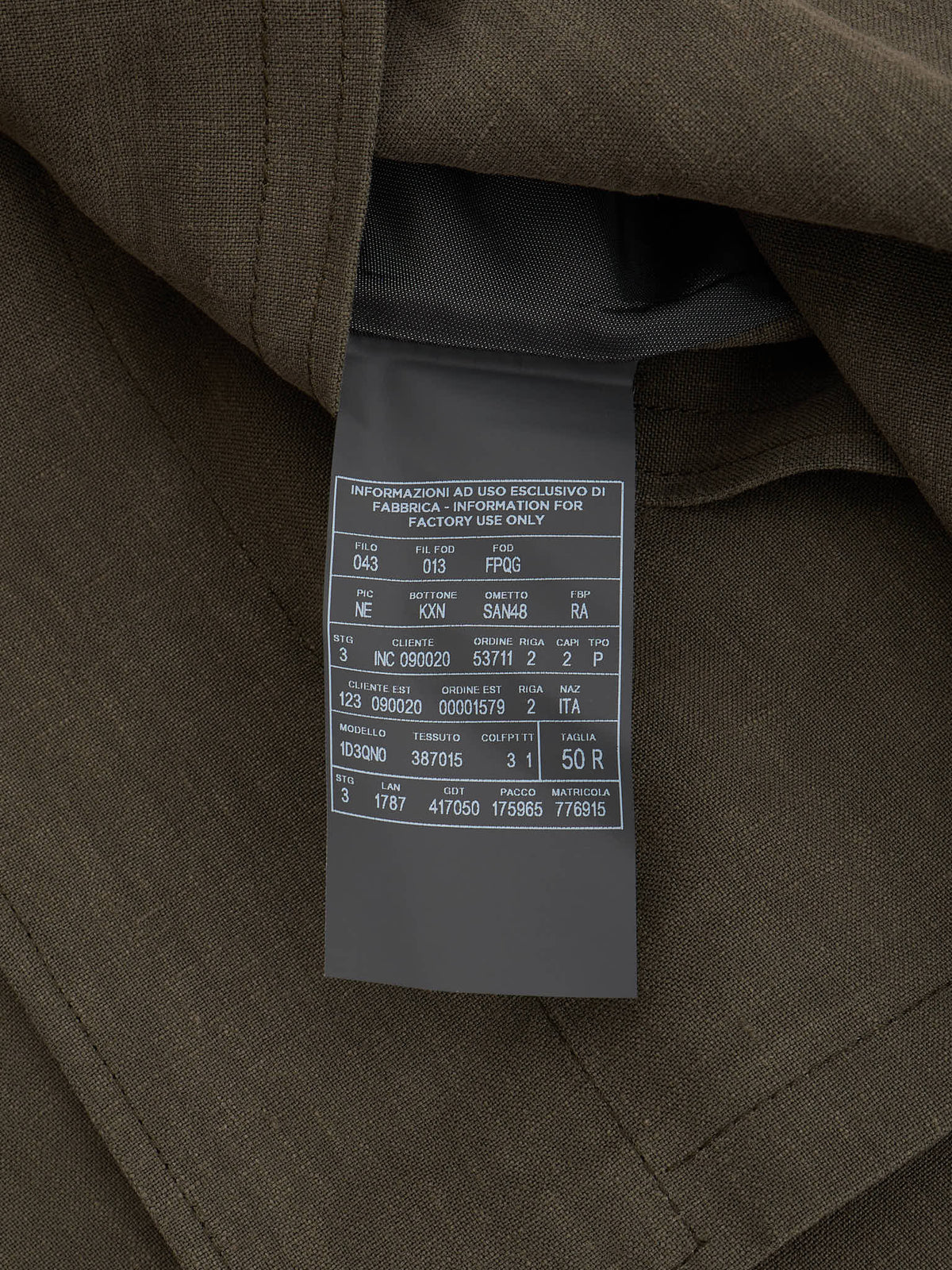 ERMENEGILDO ZEGNA Couture Khaki Linen Overshirt Work Shirt Jacket