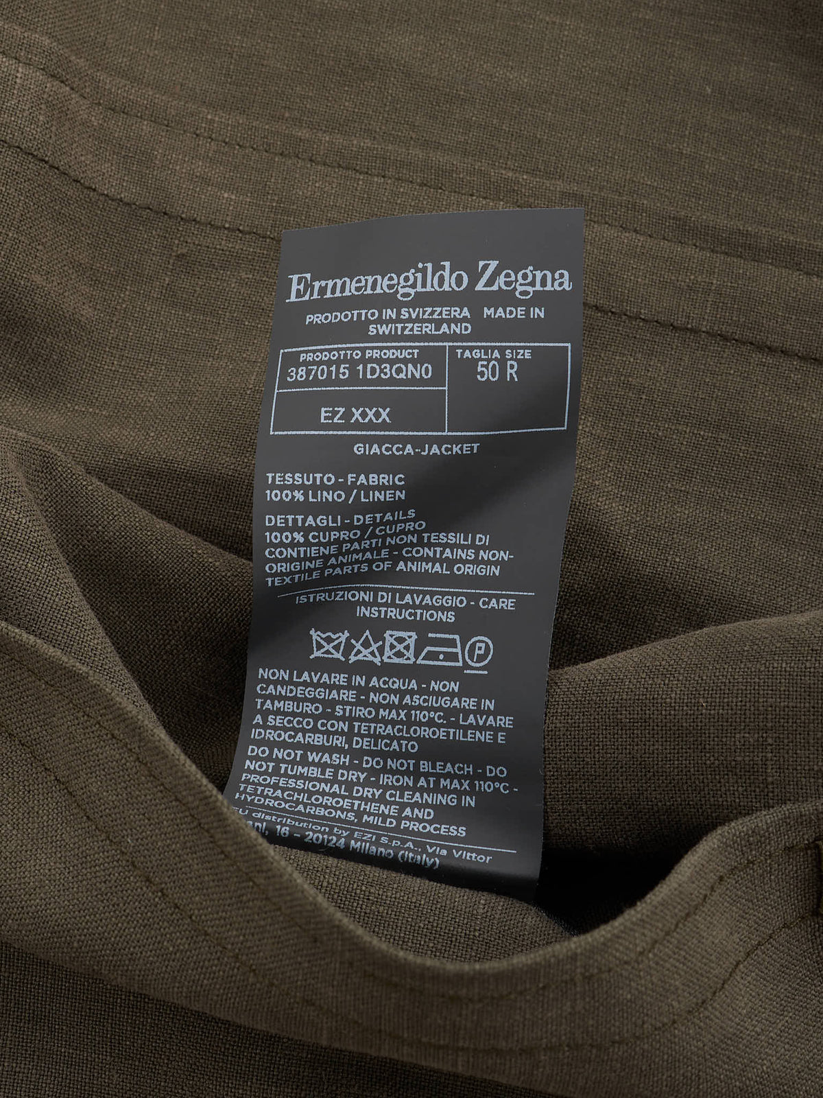 ERMENEGILDO ZEGNA Couture Khaki Linen Overshirt Work Shirt Jacket