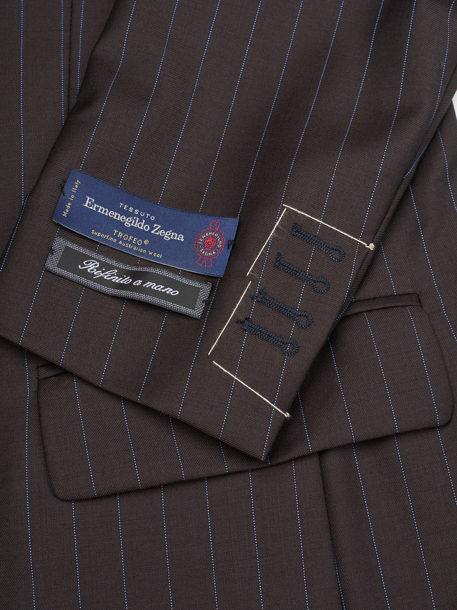 Sir Wilson Torino ERMENEGILDO ZEGNA Trofeo Dark Blue Pinstripe Wool Su