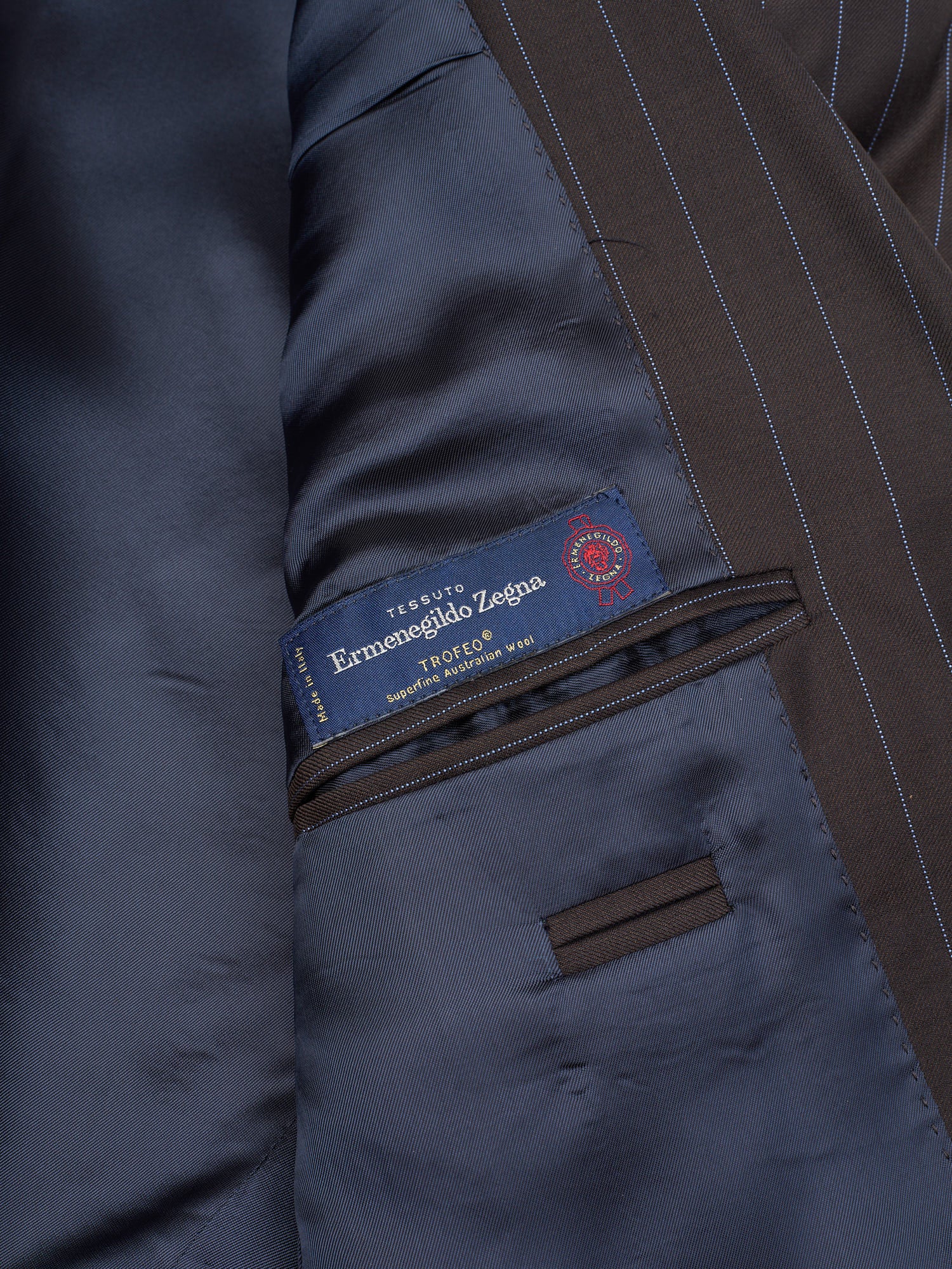 Sir Wilson Torino ERMENEGILDO ZEGNA Trofeo Dark Blue Pinstripe Wool Suit