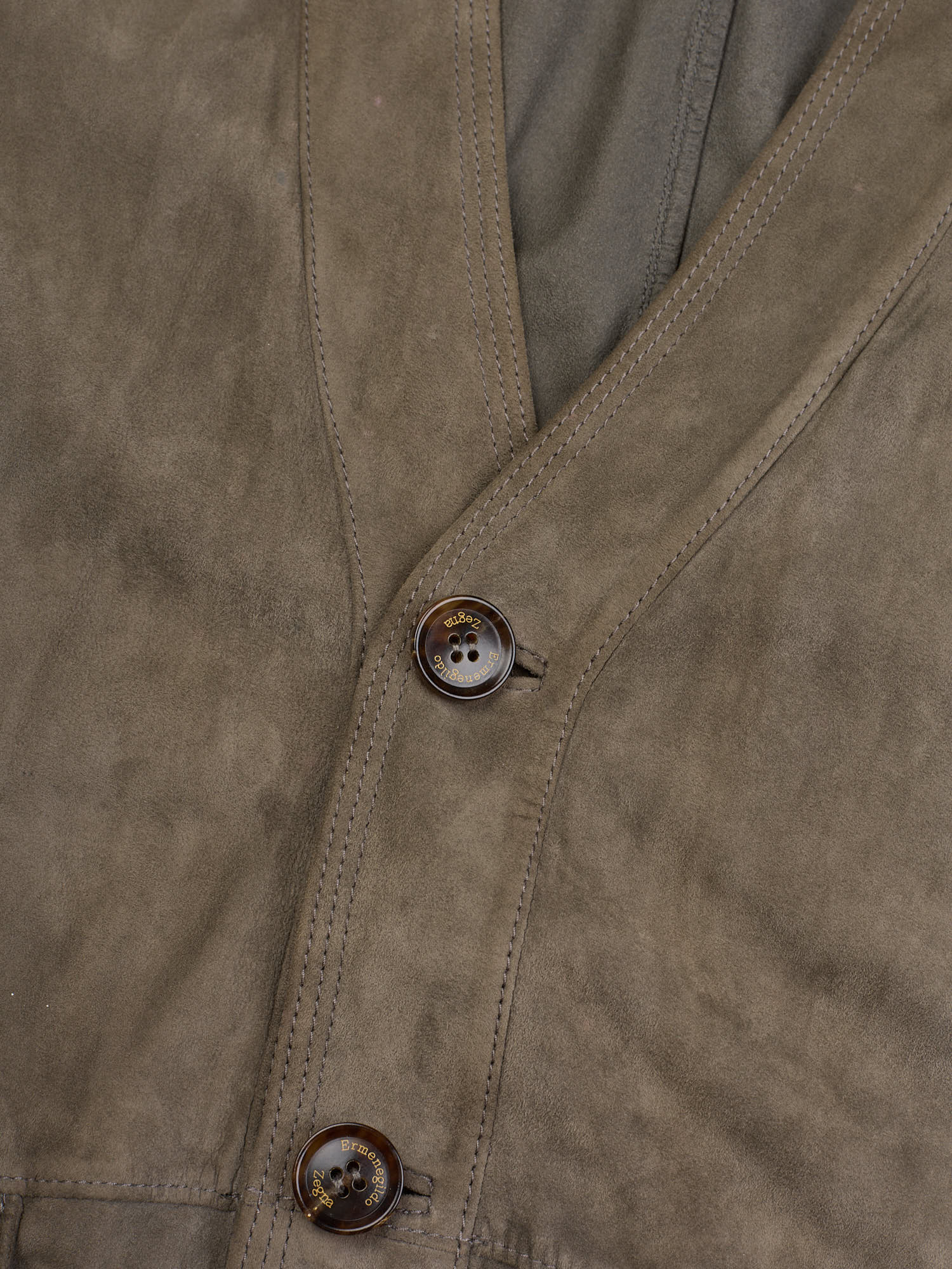ERMENEGILDO ZEGNA Taupe Suede Leather Cardigan Blouson Jacket