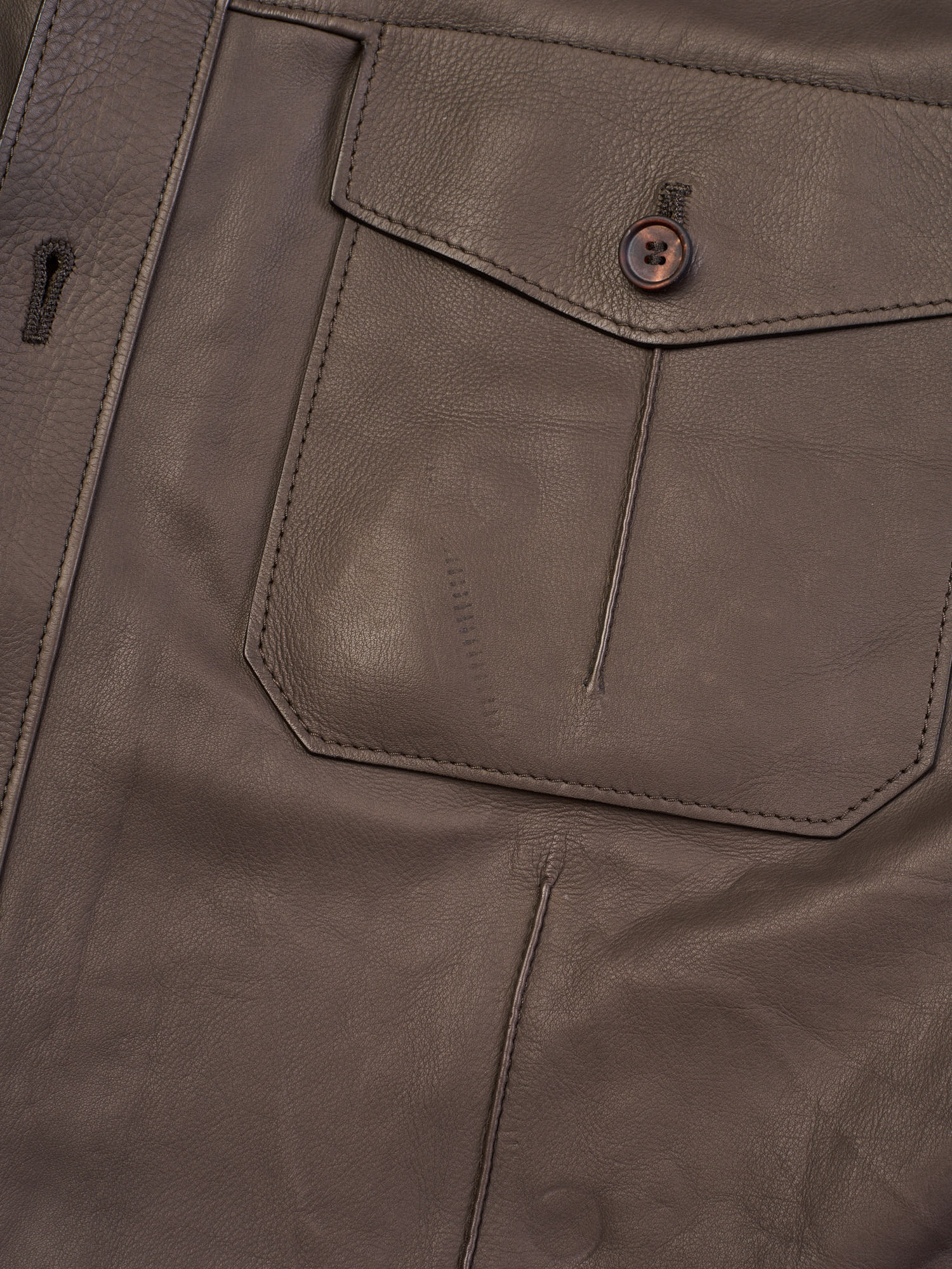 ERMENEGILDO ZEGNA Taupe Calfskin Leather Jacket
