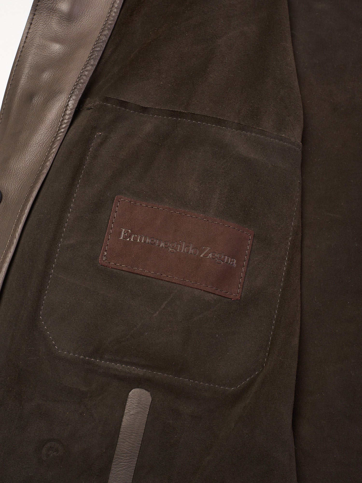 ERMENEGILDO ZEGNA Taupe Calfskin Leather Jacket
