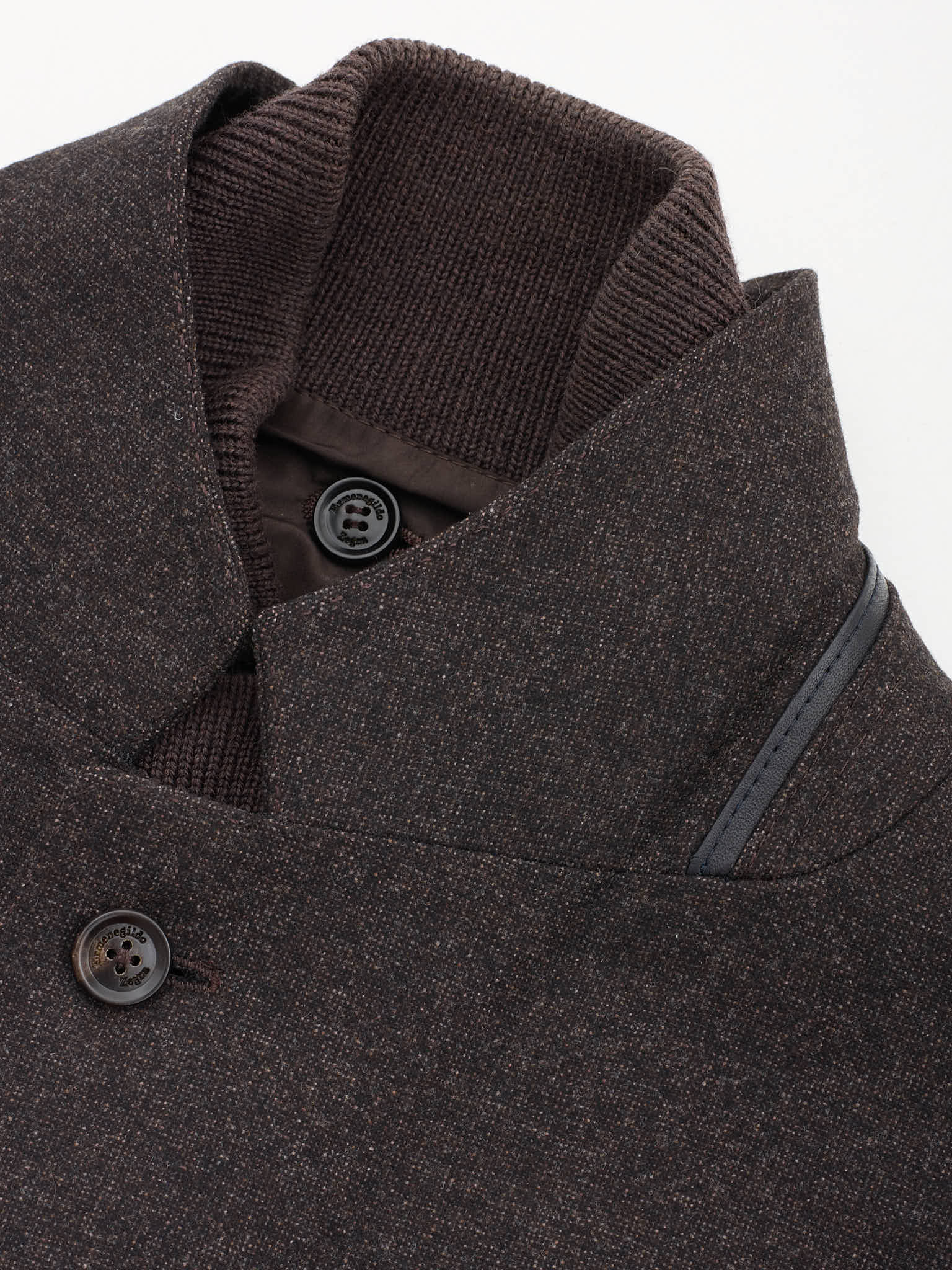 ERMENEGILDO ZEGNA "14 MilMil 14" Wool-Silk-Cashmere Jacket w Leather Insert NEW