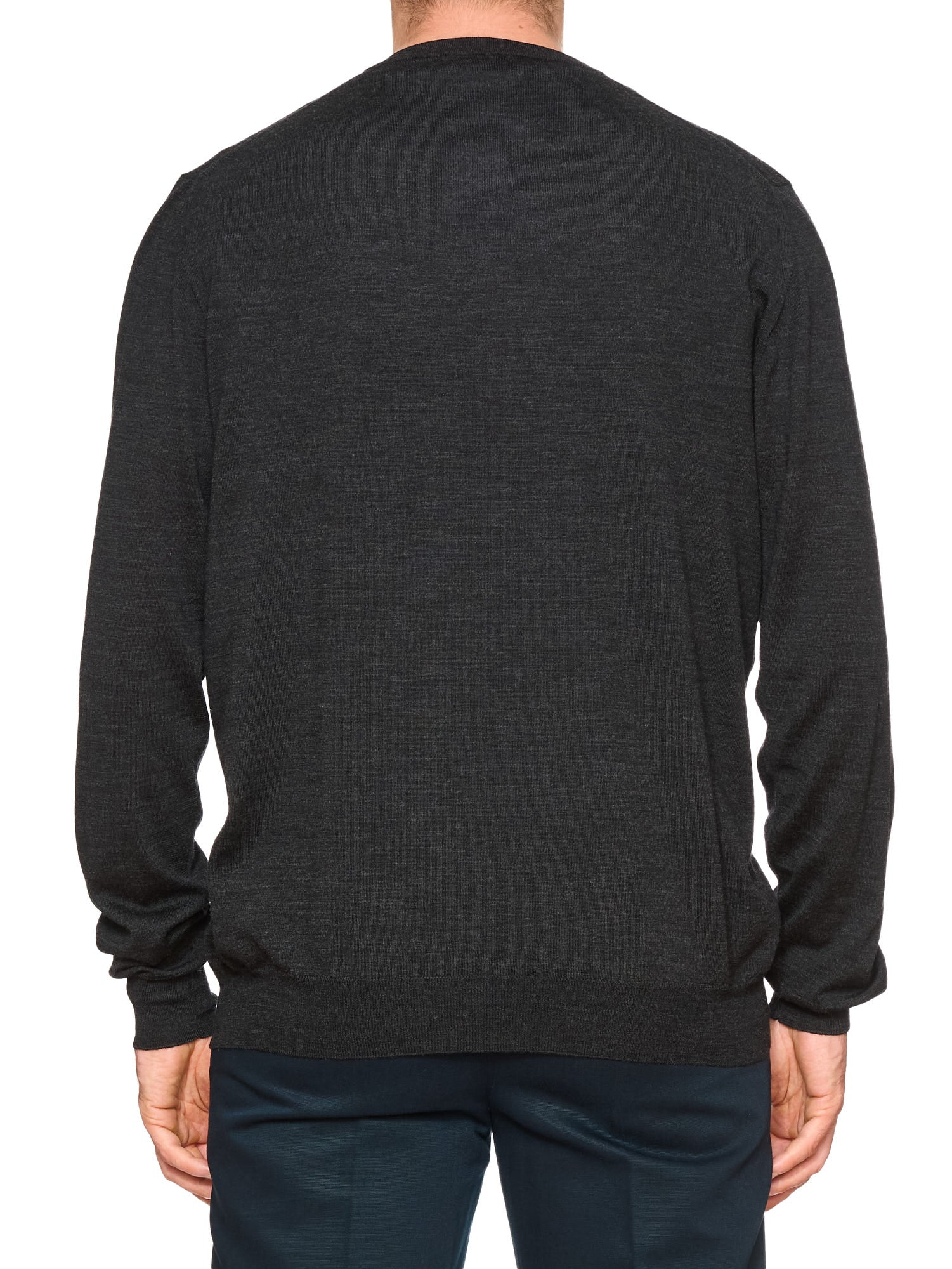 FEDELI Dark Gray Wool V-Neck Sweater