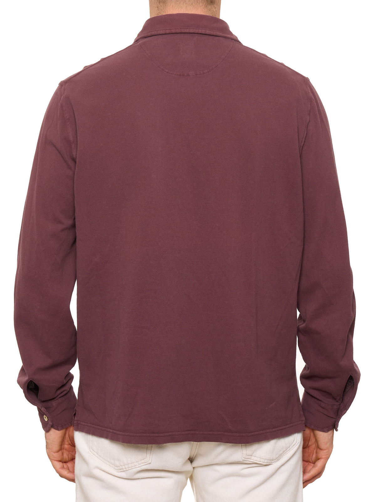 FEDELI "Steve" Burgundy Cotton Pique Long Sleeve Polo Shirt XL