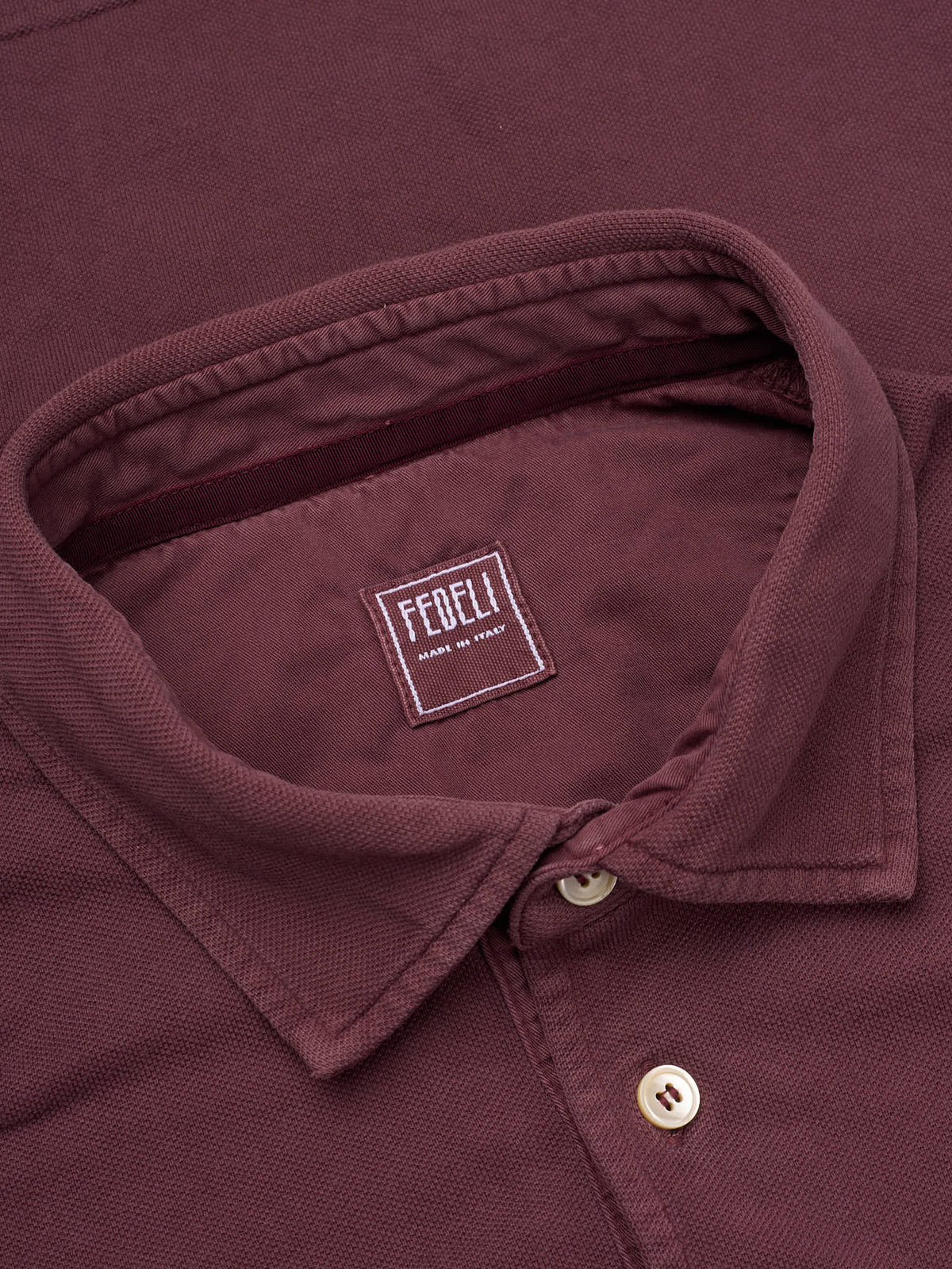 FEDELI "Steve" Burgundy Cotton Pique Long Sleeve Polo Shirt XL