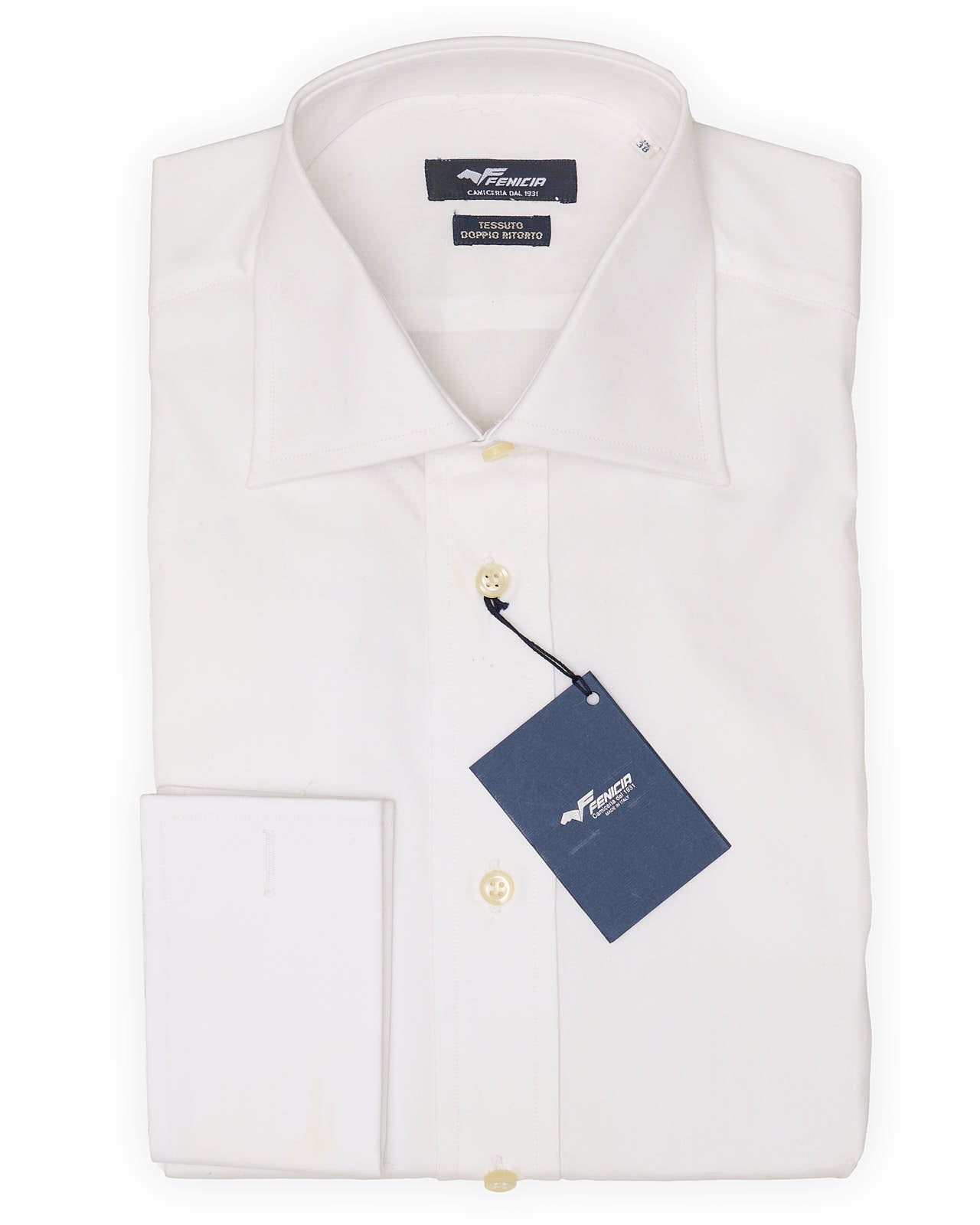 FENICIA White Cotton French Cuff Dress Shirt EU 38 NEW US 15