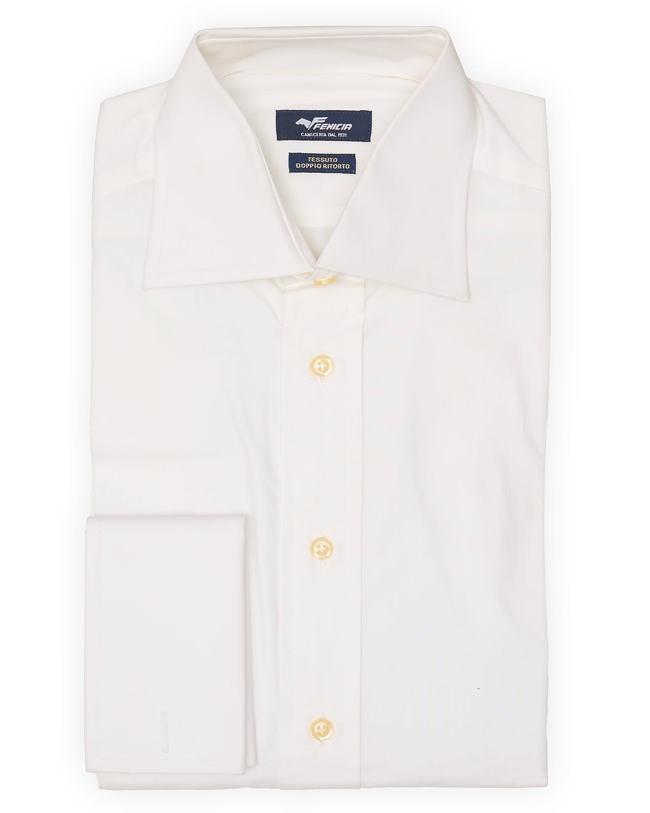 FENICIA White Poplin Cotton French Cuff Dress Shirt EU 38 NEW US 15