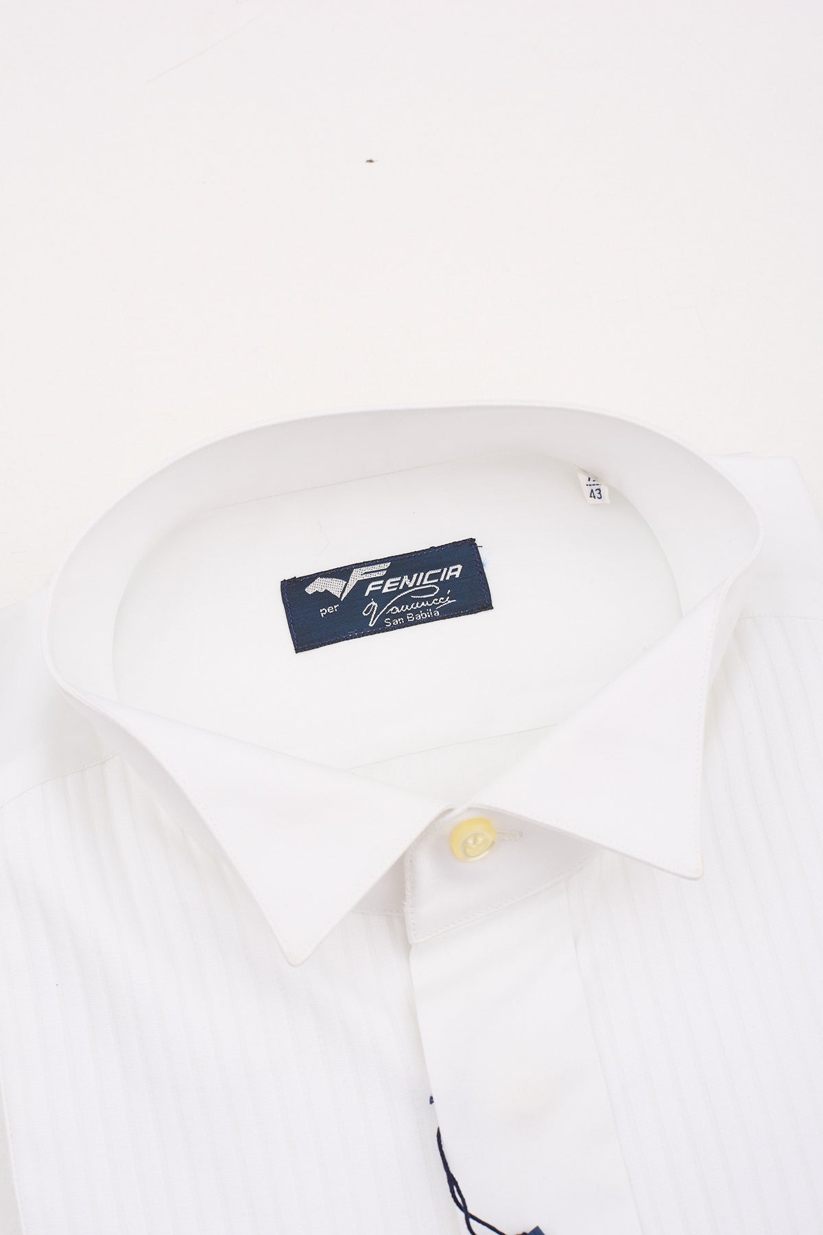 FENICIA for Vannucci White Cotton Bib Tuxedo Dress Shirt