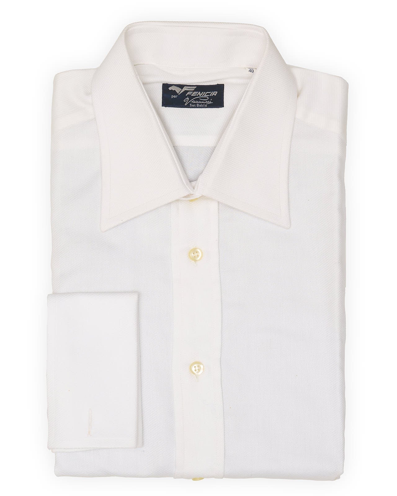 FENICIA for Vannucci White Royal Oxford Cotton Dress Shirt EU 40 NEW US 15.75