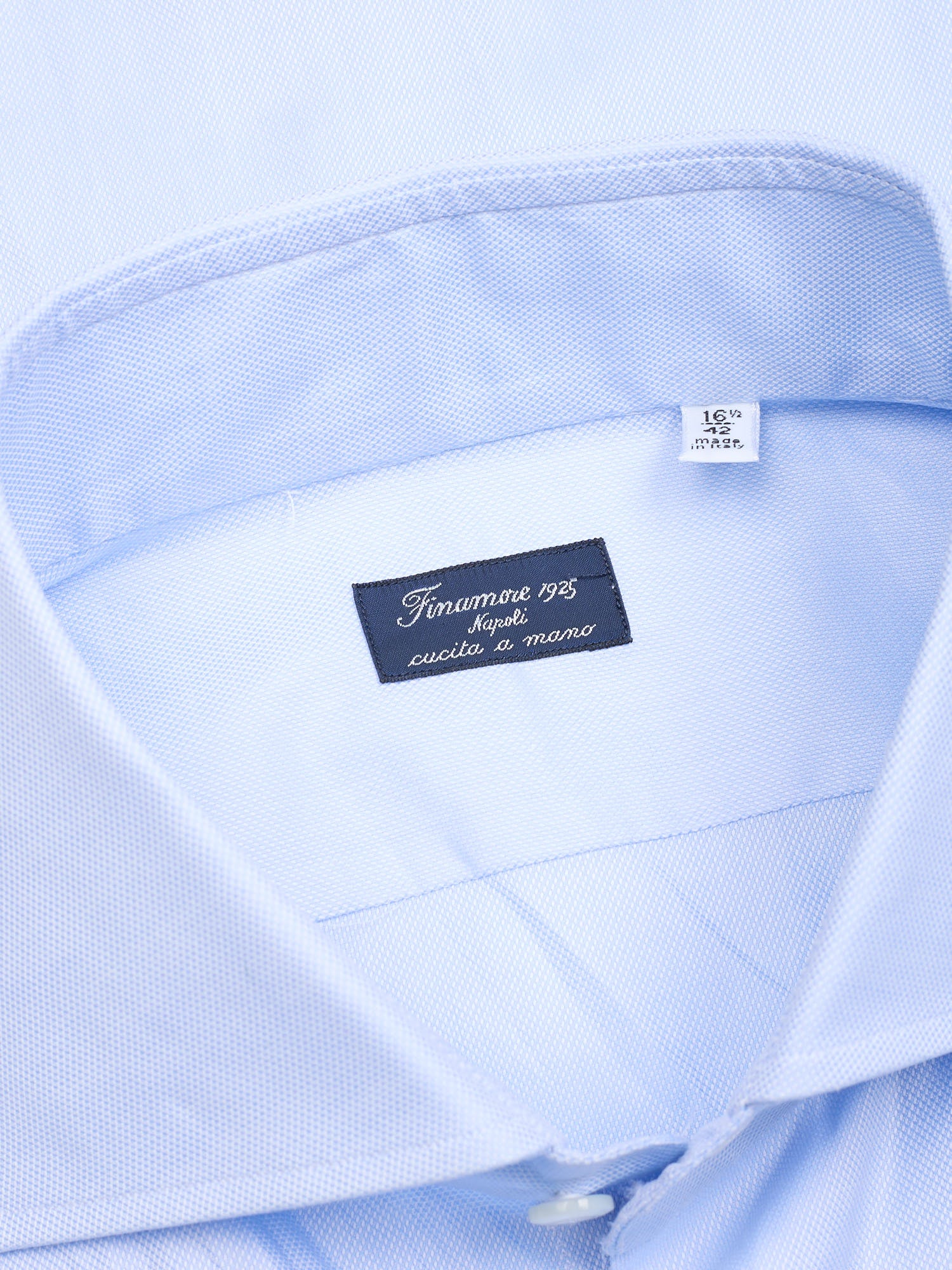FINAMORE Handmade Light Blue Oxford Cotton Dress Shirt EU 42 NEW US 16.5