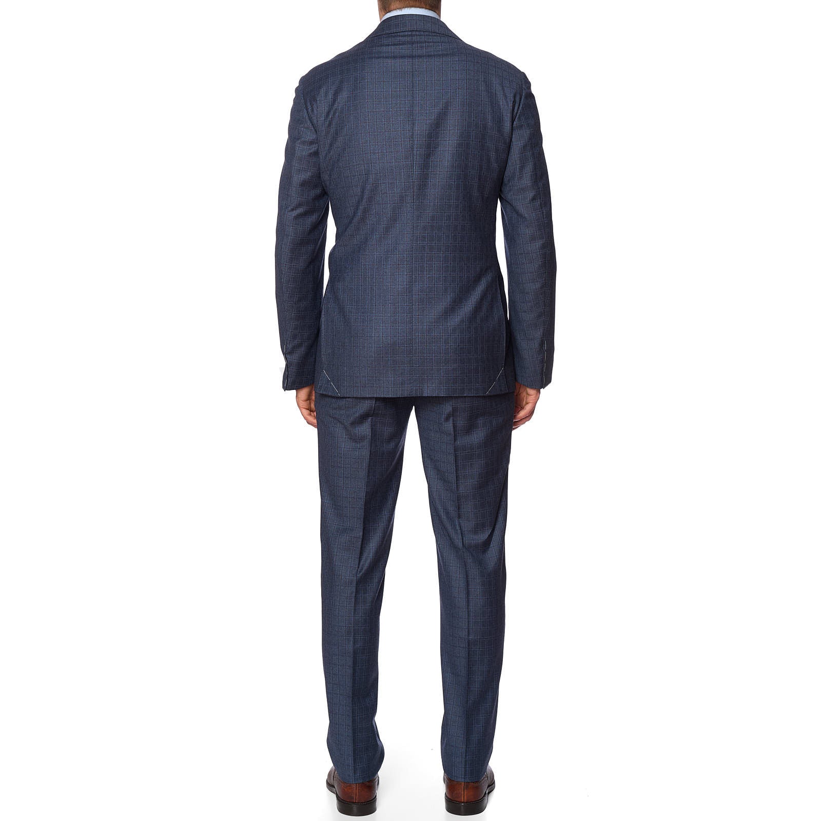 VANNUCCI Milano Blue Plaid Wool-Cashmere Slim Suit EU 54 NEW US 42