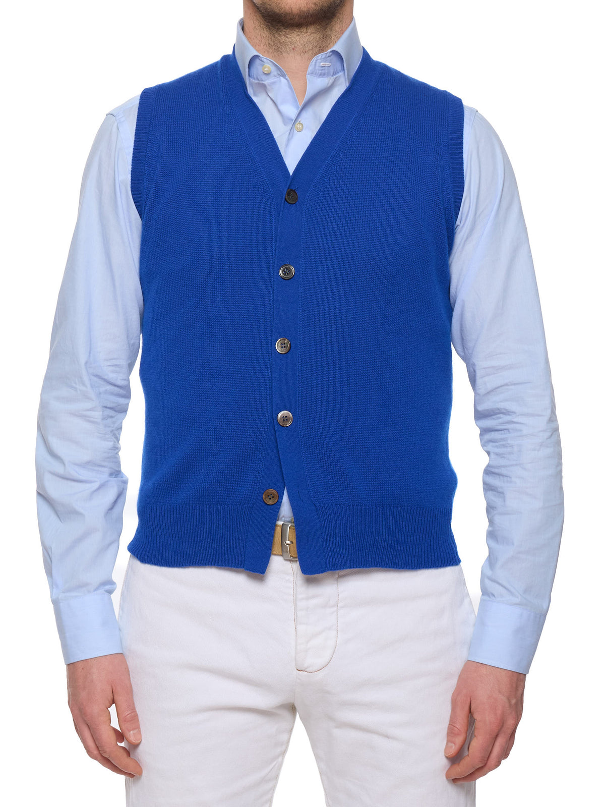 FRASI "Simone Righi" Firenze Blue Cashmere Knit Sweater Vest EU 50 NEW US M