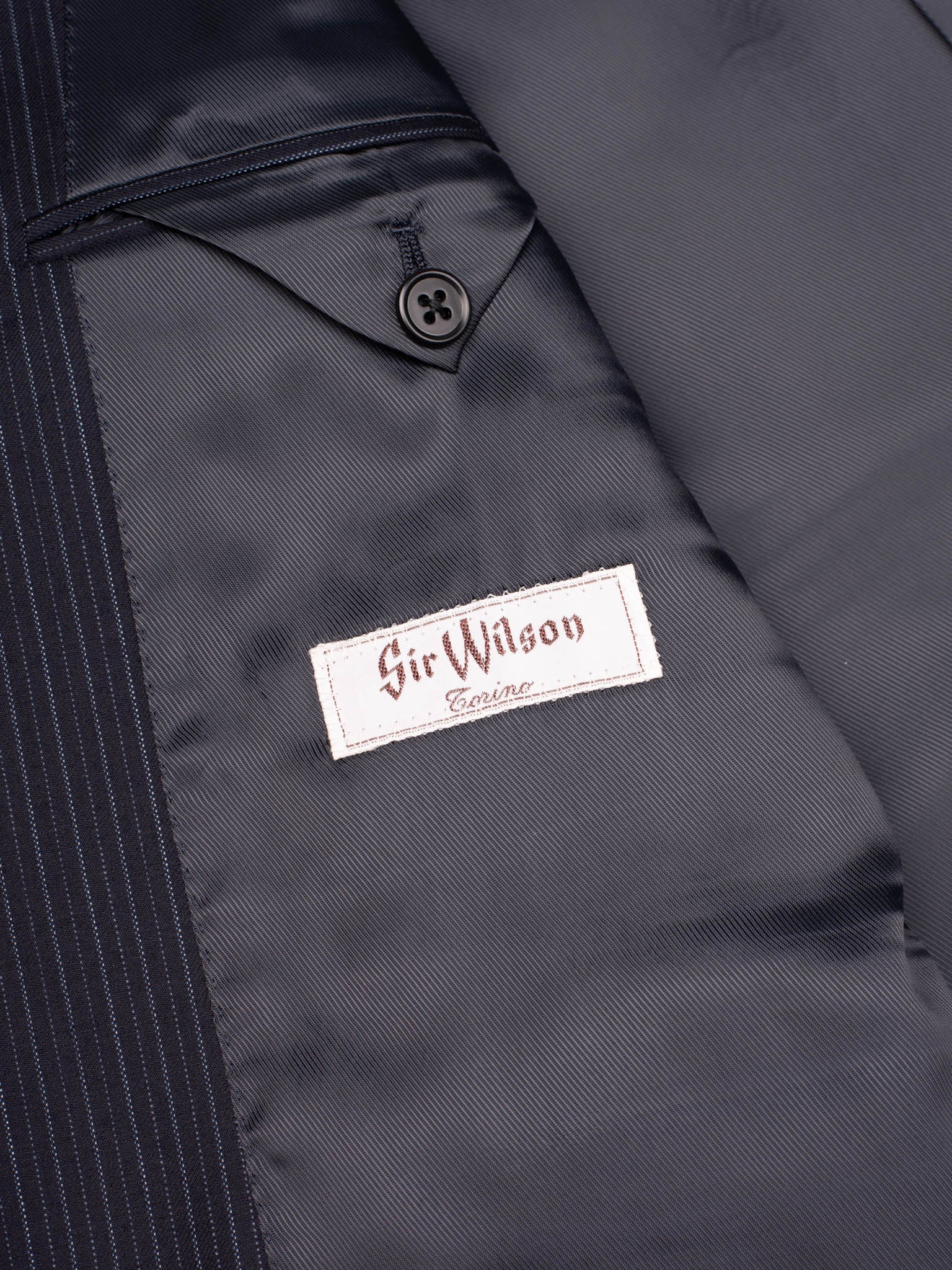 SIR WILSON Torino Navy Blue Striped Wool Business Suit