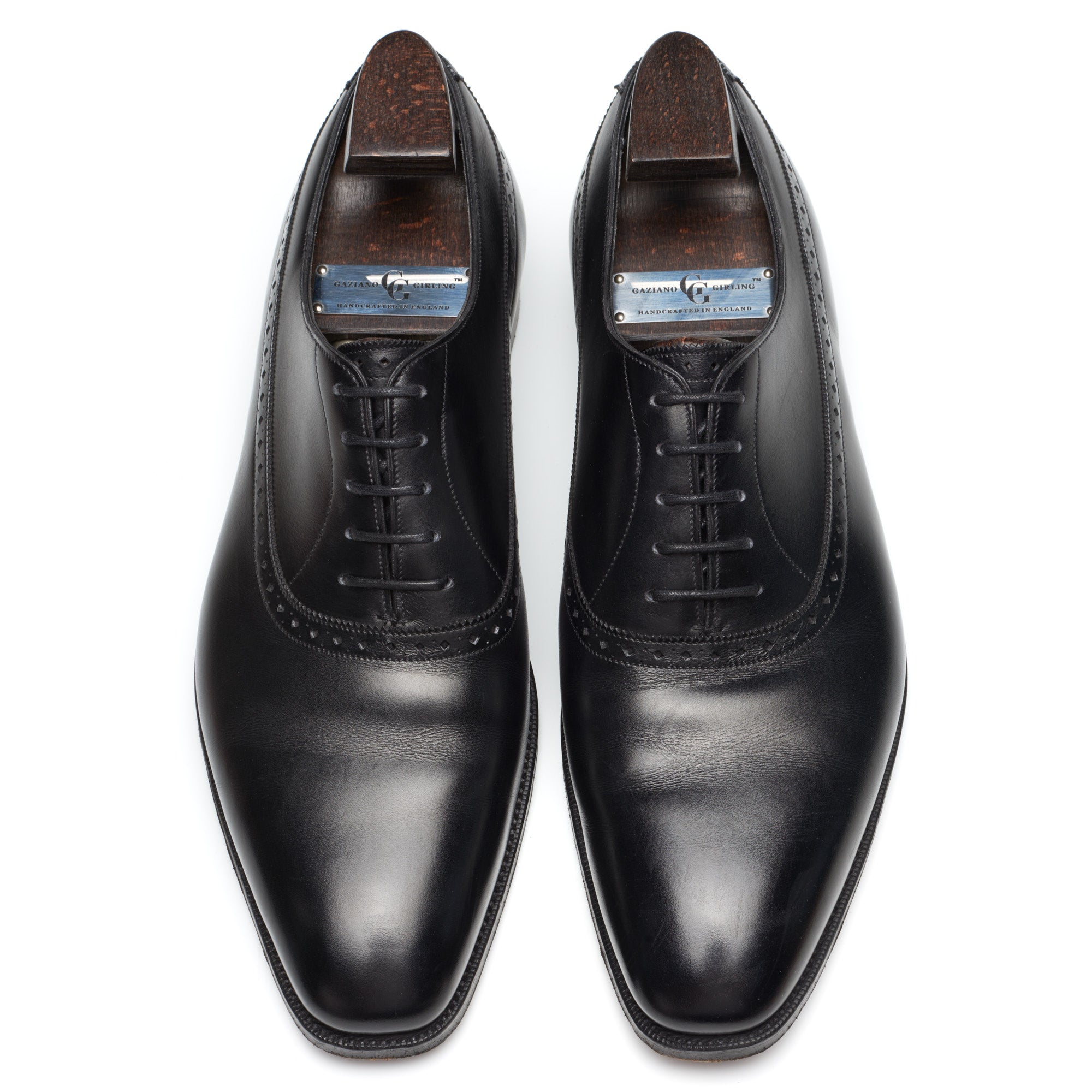 GAZIANO & GIRLING "Kent" Black Calf Leather Oxford Dress Shoes 8E US 8.5 Last MH71 GAZIANO & GIRLING