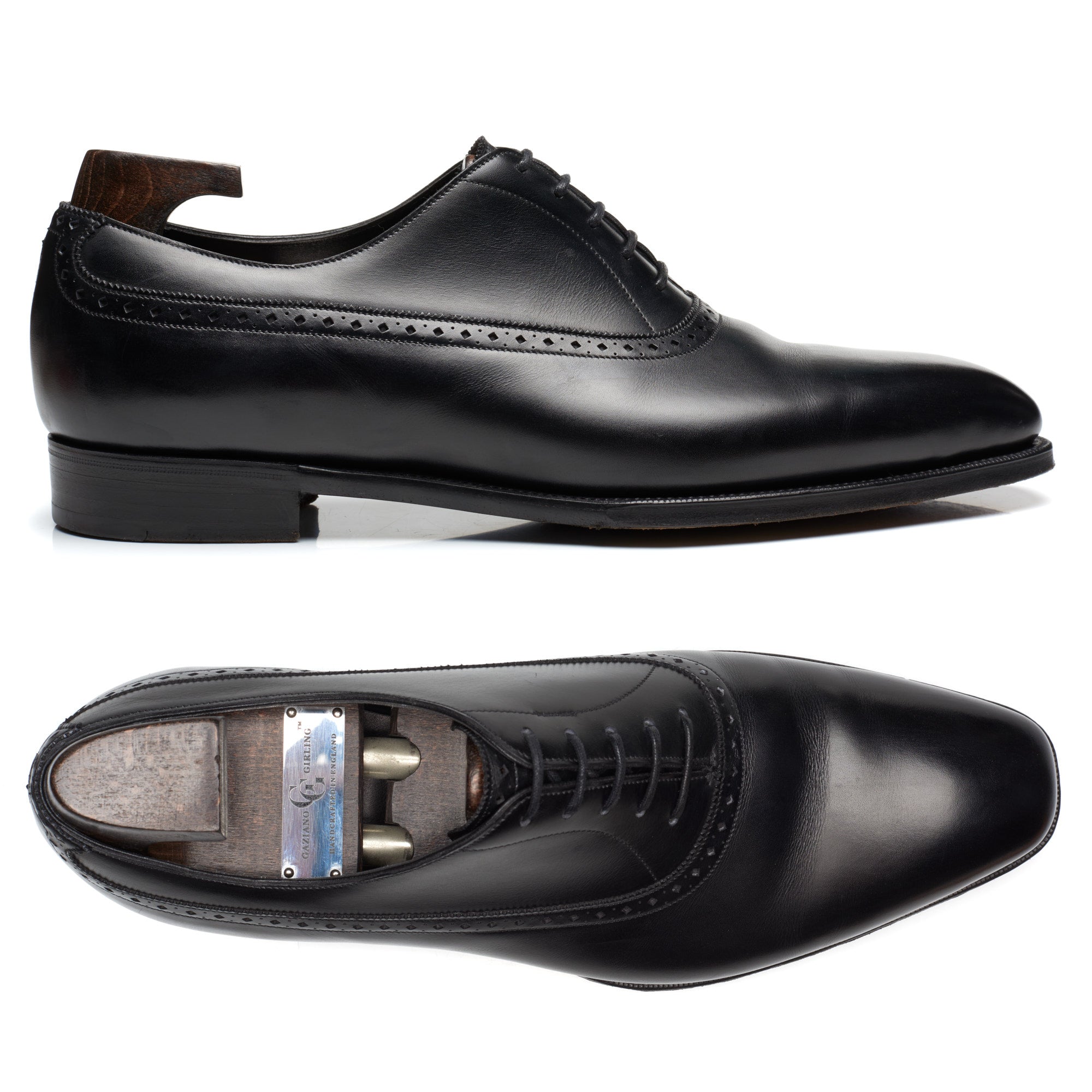 GAZIANO & GIRLING "Kent" Black Calf Leather Oxford Dress Shoes 8E US 8.5 Last MH71 GAZIANO & GIRLING