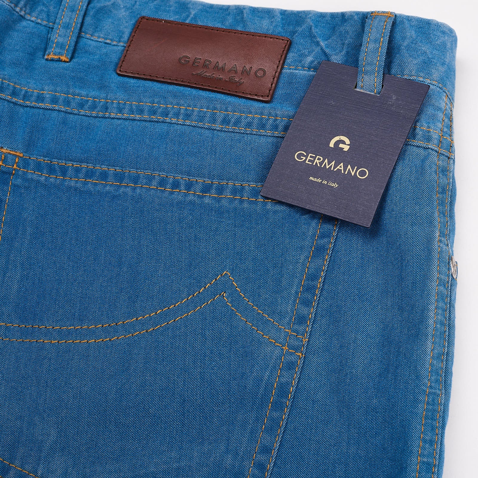 GERMANO Blue Cotton Denim Slim Straight Fit Jeans Pants NEW
