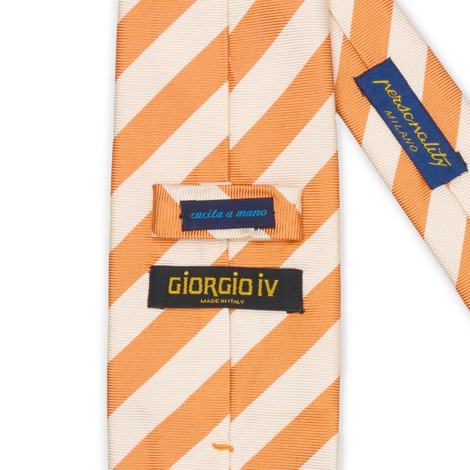GIORGIO IV Orange Awning Striped Silk Tie NEW