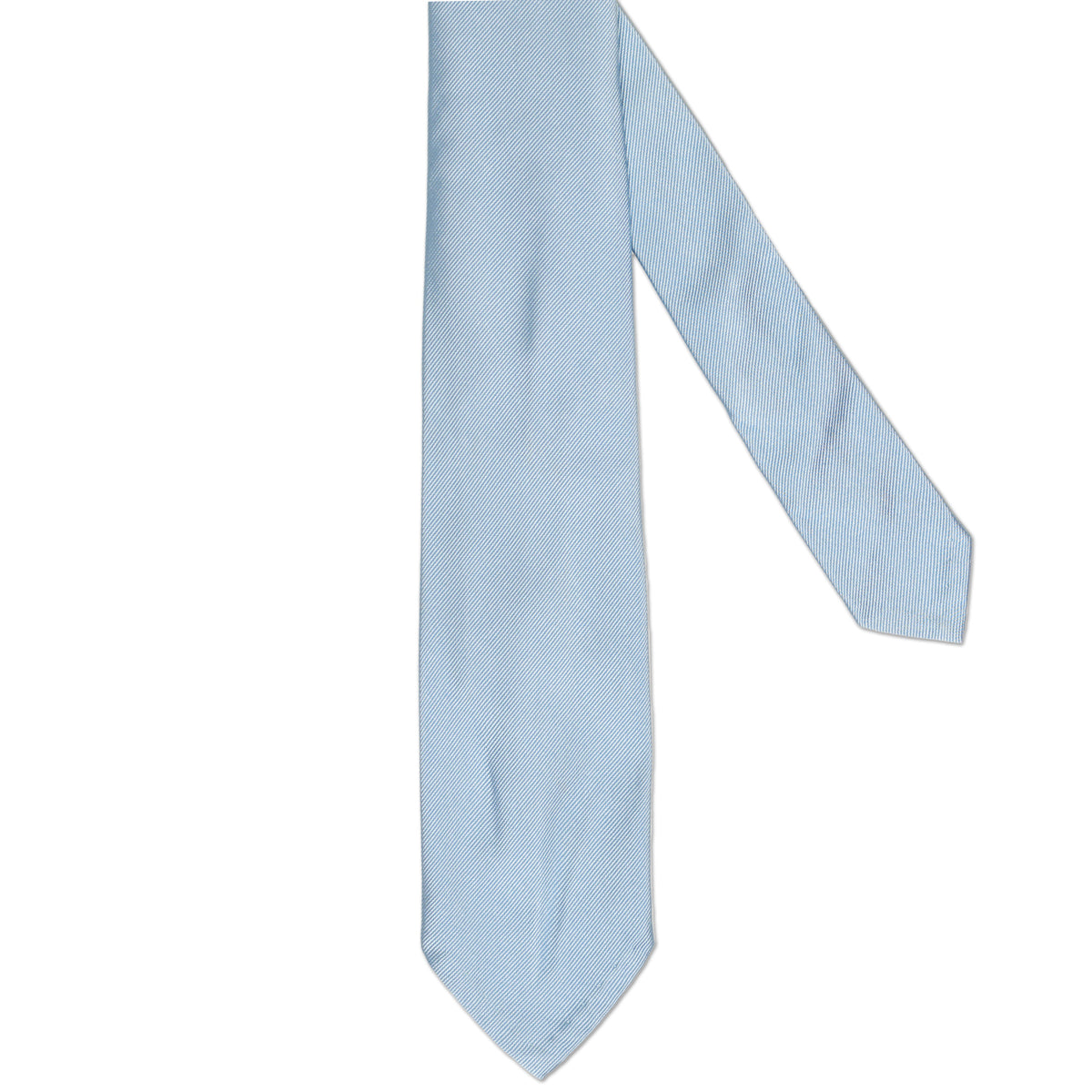 GIUSTO Bespoke Handmade Blue Striped Silk Seven Fold Unlined Tie