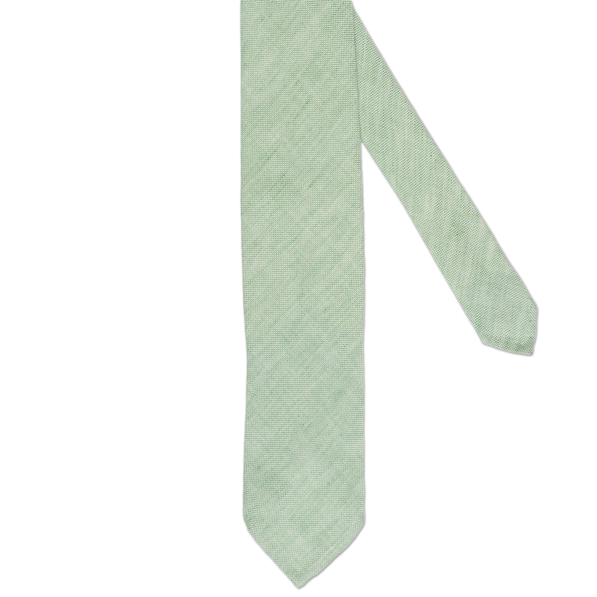 GIUSTO Bespoke Handmade Green Linen-Cotton Unlined Tie GIUSTO