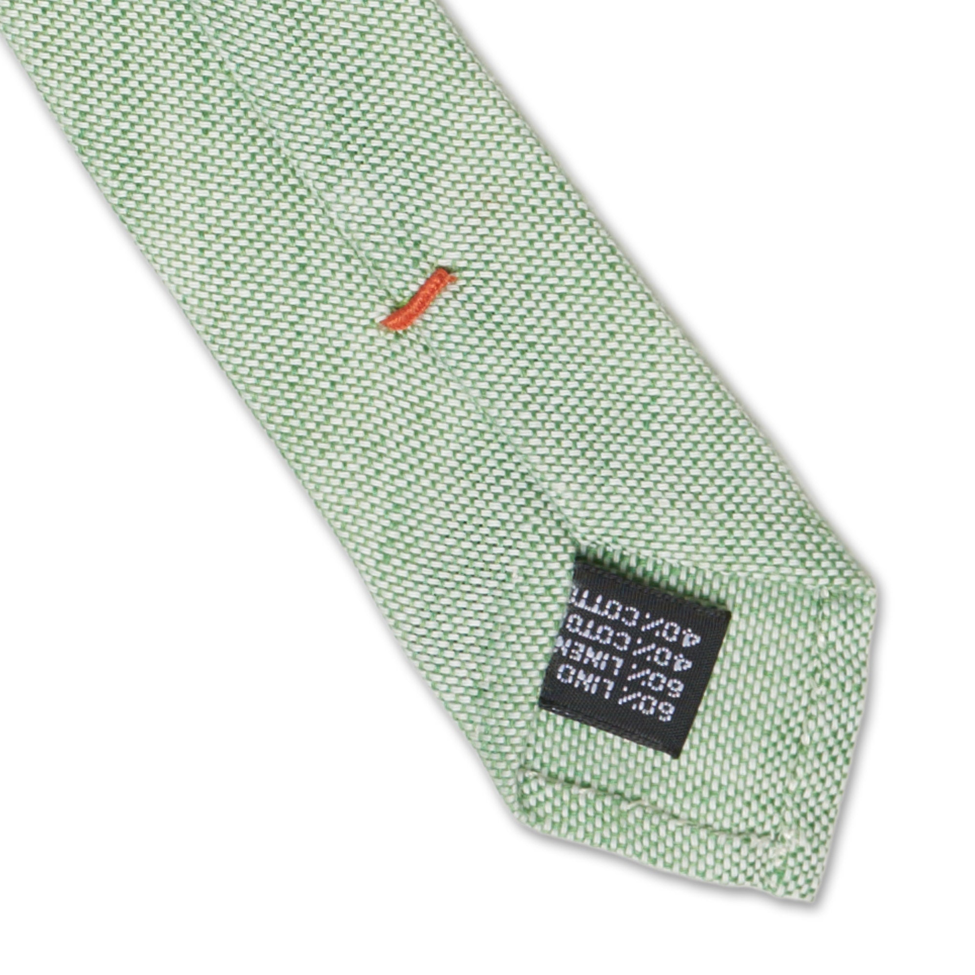 GIUSTO Bespoke Handmade Green Linen-Cotton Unlined Tie