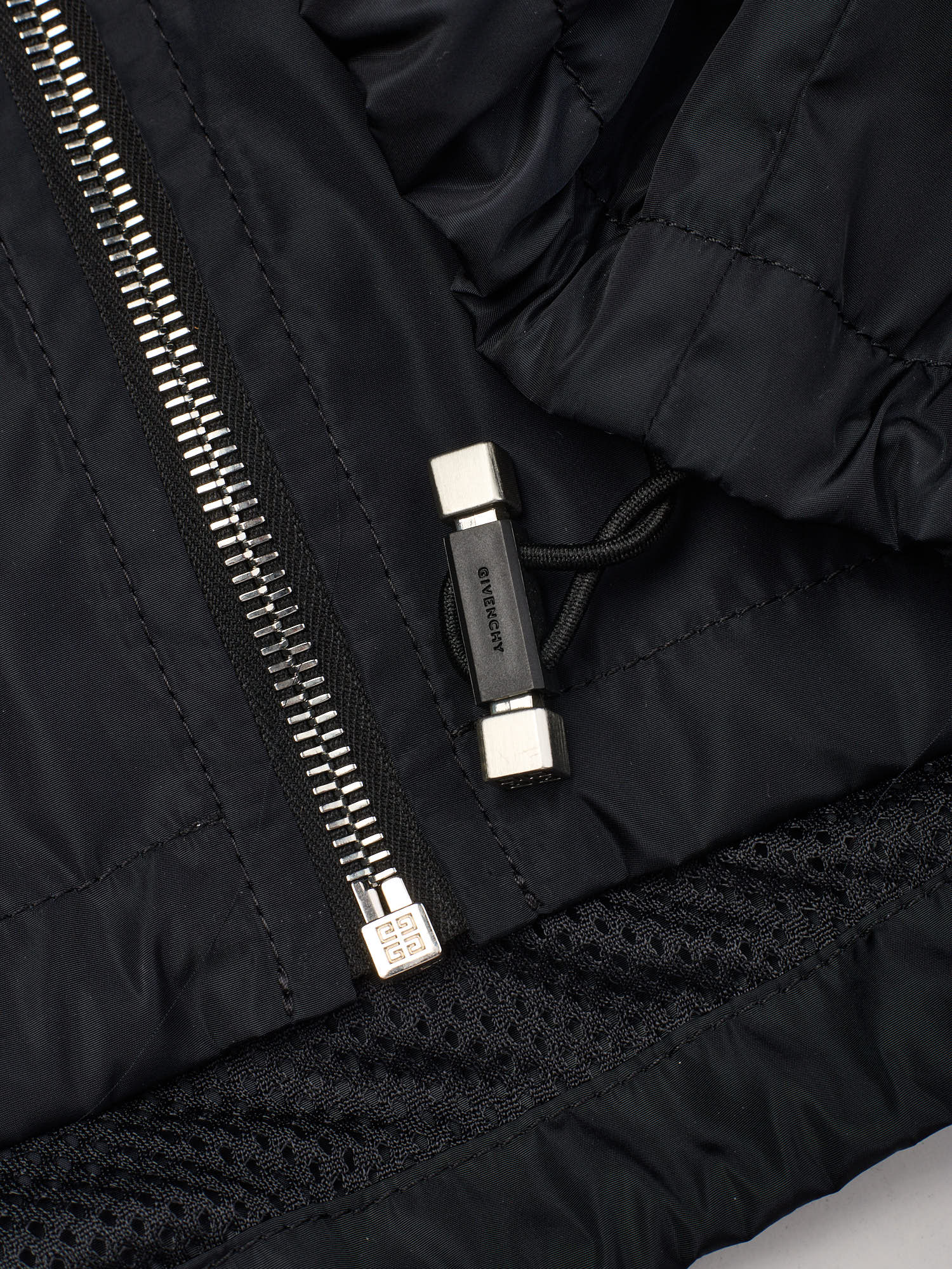 GIVENCHY Tag Effect Hooded Windbreaker Jacket Oversized