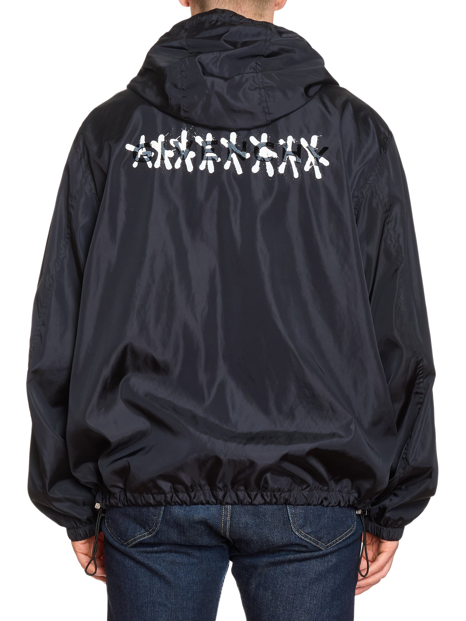 GIVENCHY Tag Effect Hooded Windbreaker Jacket Oversized