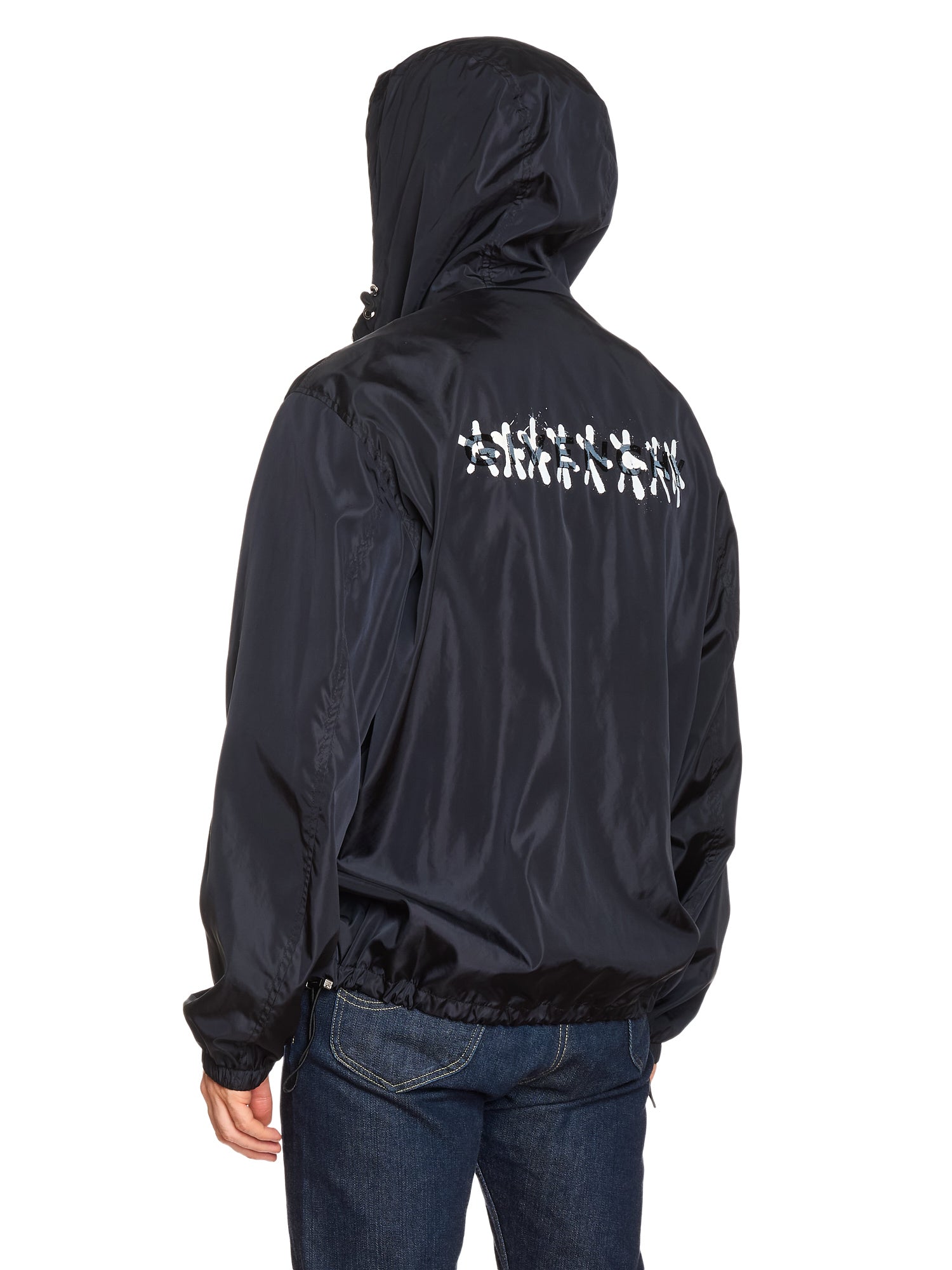 GIVENCHY Tag Effect Hooded Windbreaker Jacket Oversized