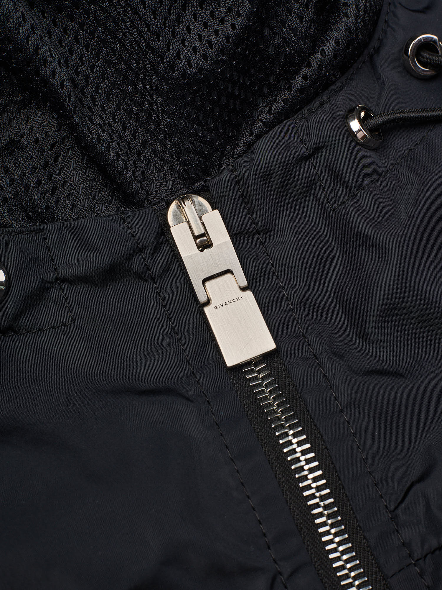 GIVENCHY Tag Effect Hooded Windbreaker Jacket Oversized