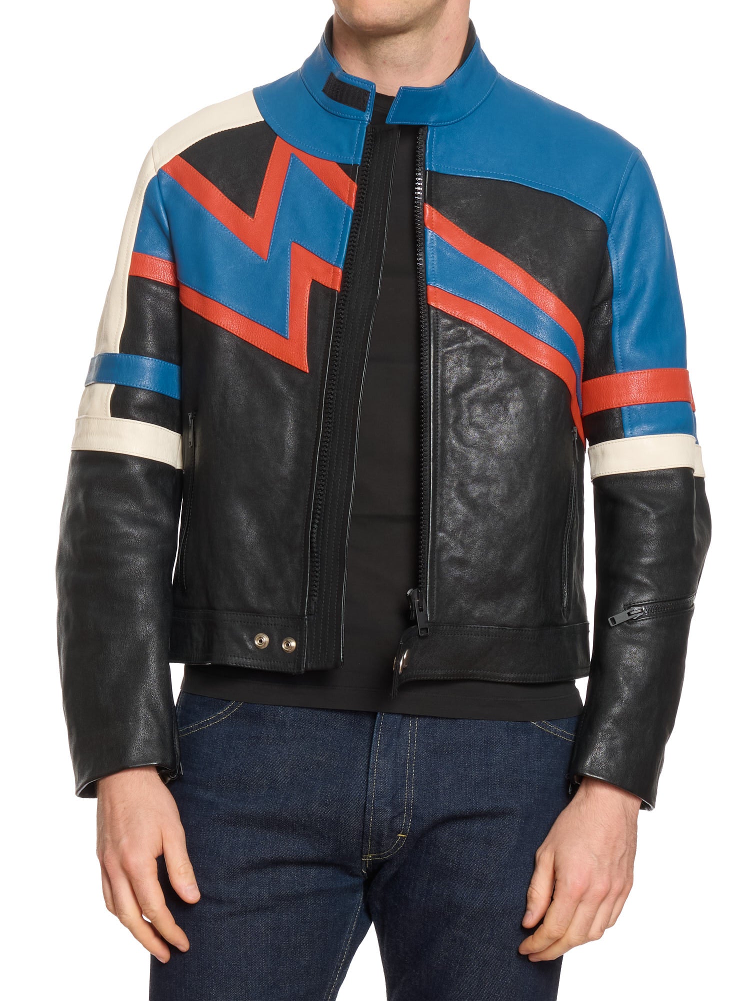 GIVENCHY Paris Lightning Bolt Biker Motorcycle Leather Jacket
