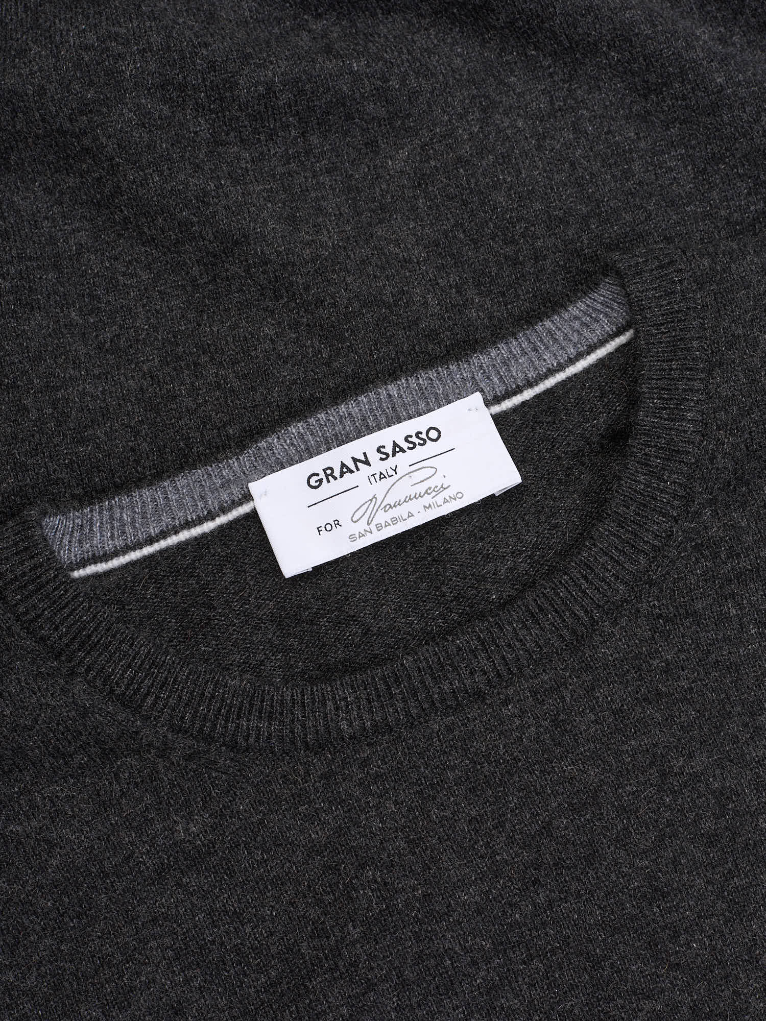 GRAN SASSO for VANNUCCI Gray Cashmere Knit Crewneck Sweater