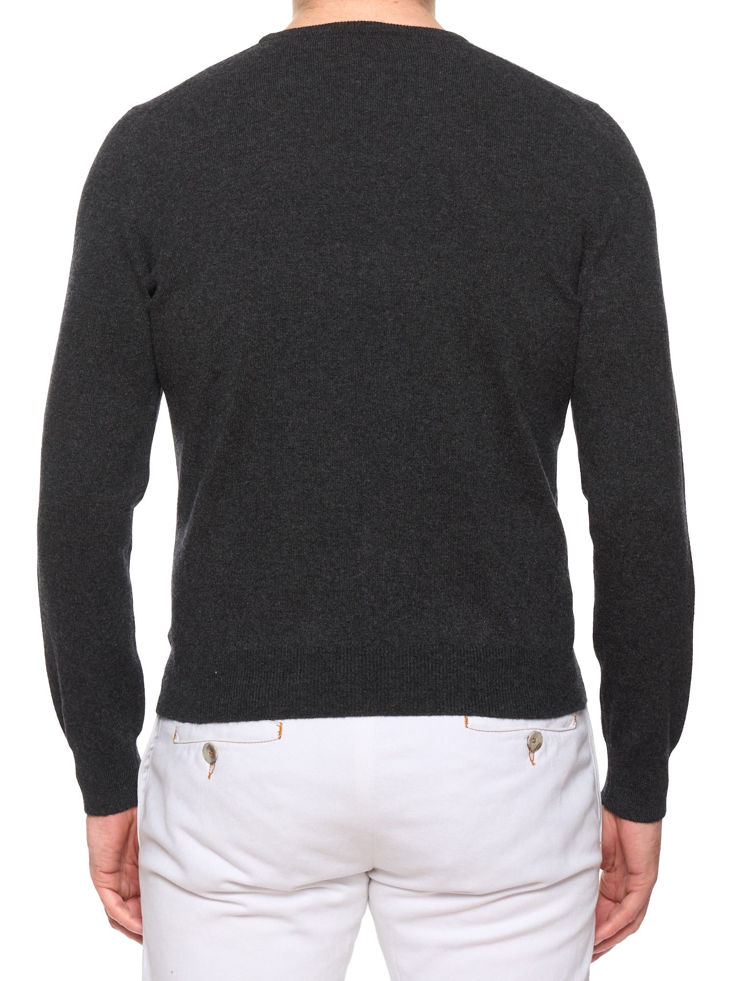 GRAN SASSO for VANNUCCI Gray Cashmere Knit Crewneck Sweater