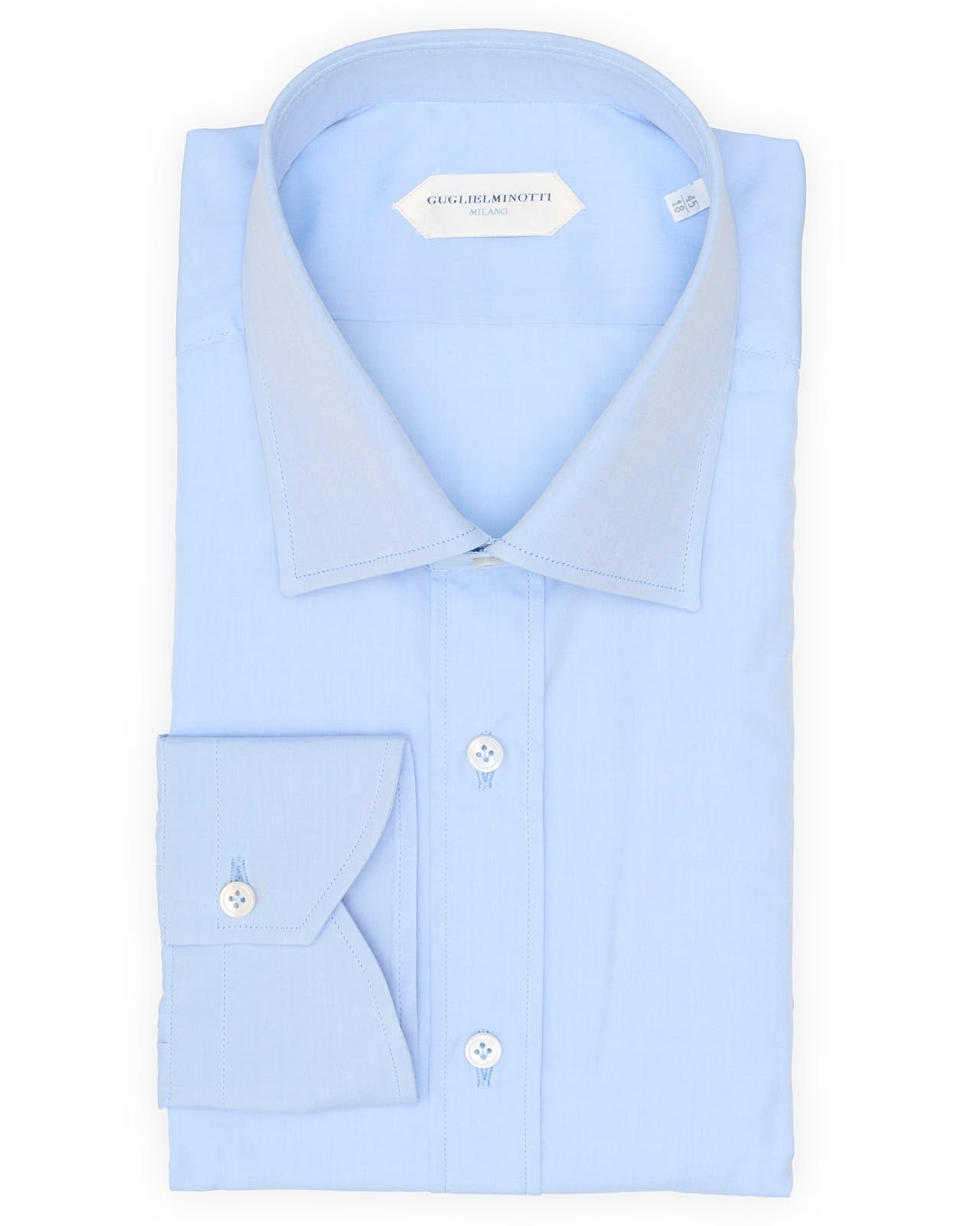 GUGLIELMINOTTI Milano Blue Melange Cotton Dress Shirt EU 45 NEW US 18