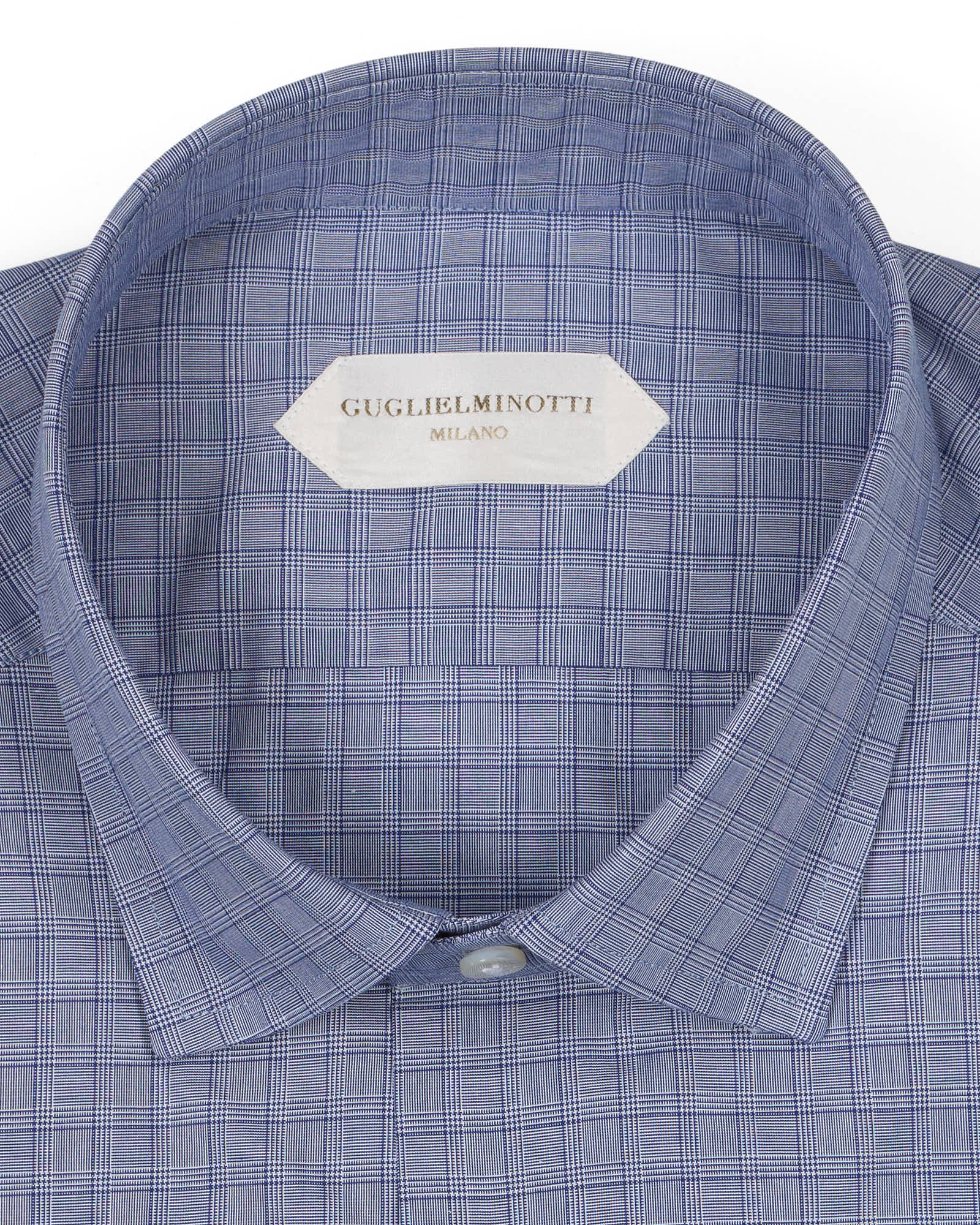 GUGLIELMINOTTI Milano Blue Plaid Cotton Dress Shirt NEW Slim Fit