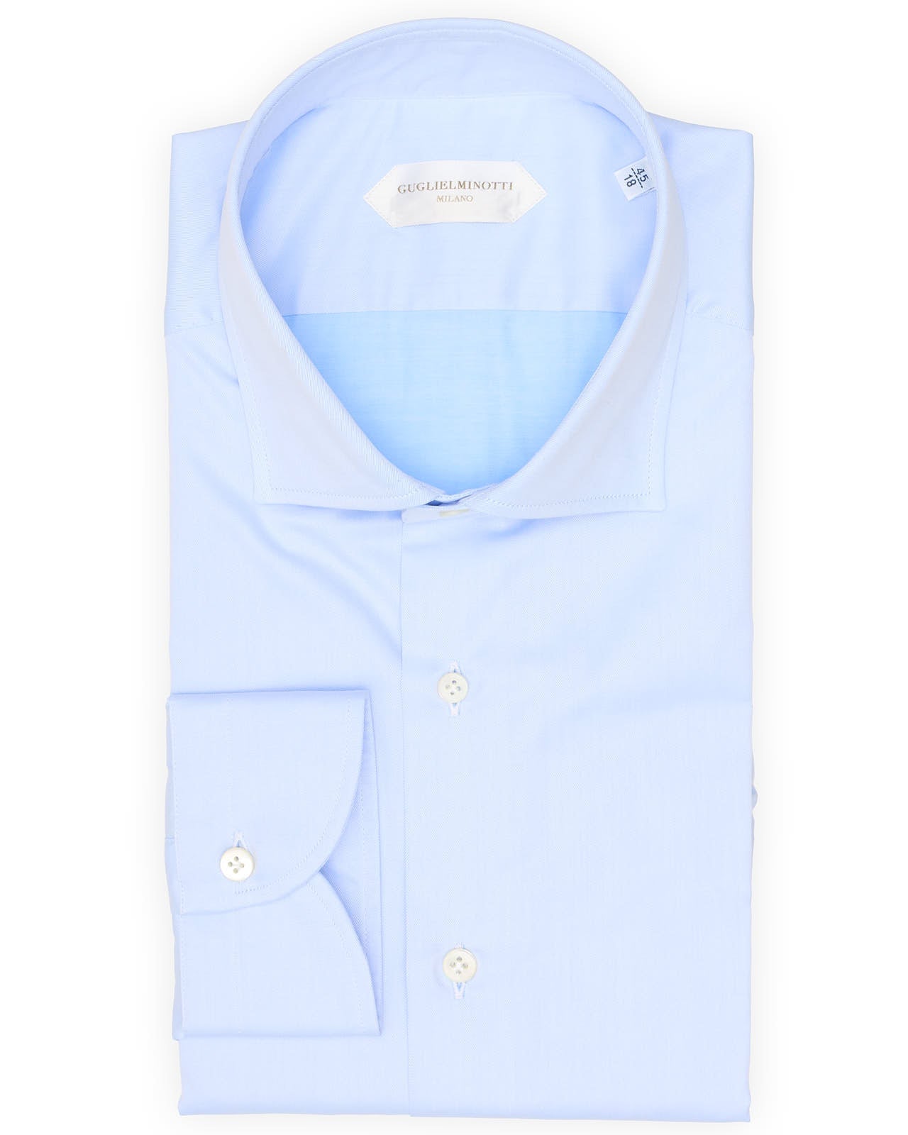 GUGLIELMINOTTI Milano Blue Twill Cotton Dress Shirt EU 45 NEW US 18