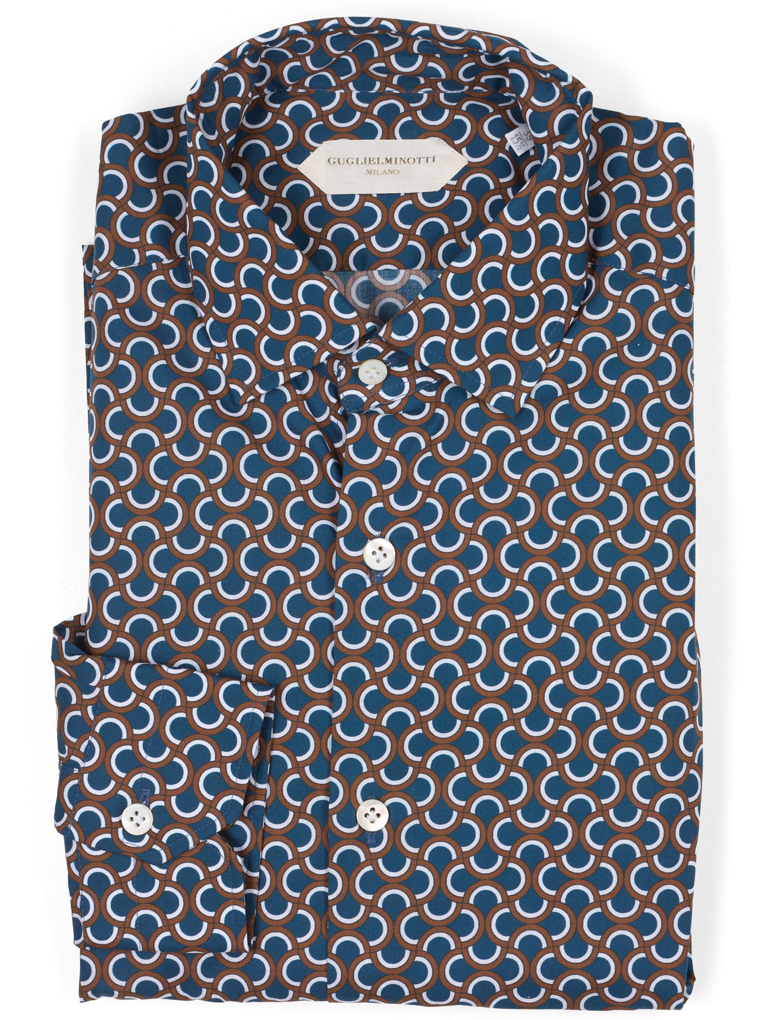 GUGLIELMINOTTI Milano Multicolor Geometric Cotton Dress Shirt