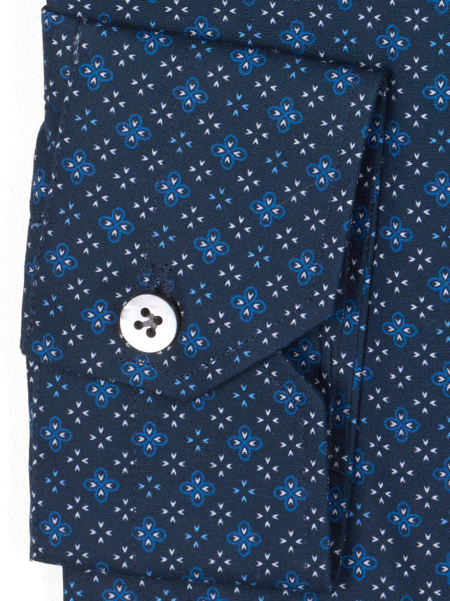 GUGLIELMINOTTI Milano Navy Blue Medallion Cotton Dress Shirt