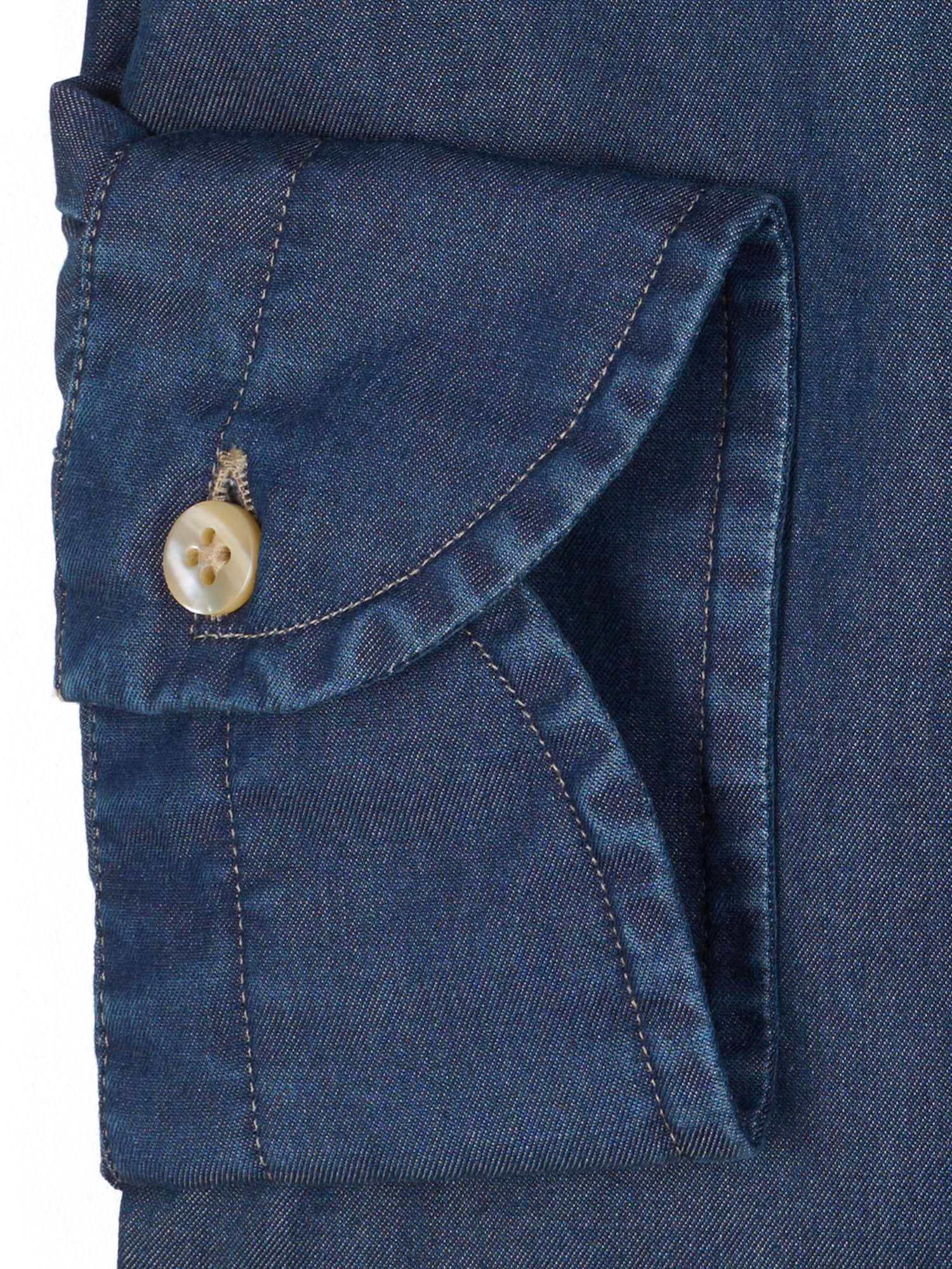 GUGLIELMINOTTI Milano Navy Cotton Casual Denim Shirt EU 39 NEW US 15.5