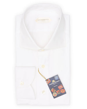 GUGLIELMINOTTI Milano White Pinpoint Oxford Cotton Dress Shirt EU 45 New US 18 GUGLIELMINOTTI Milano White Pinpoint Oxford Cotton Dress Shirt EU 45 New US 18