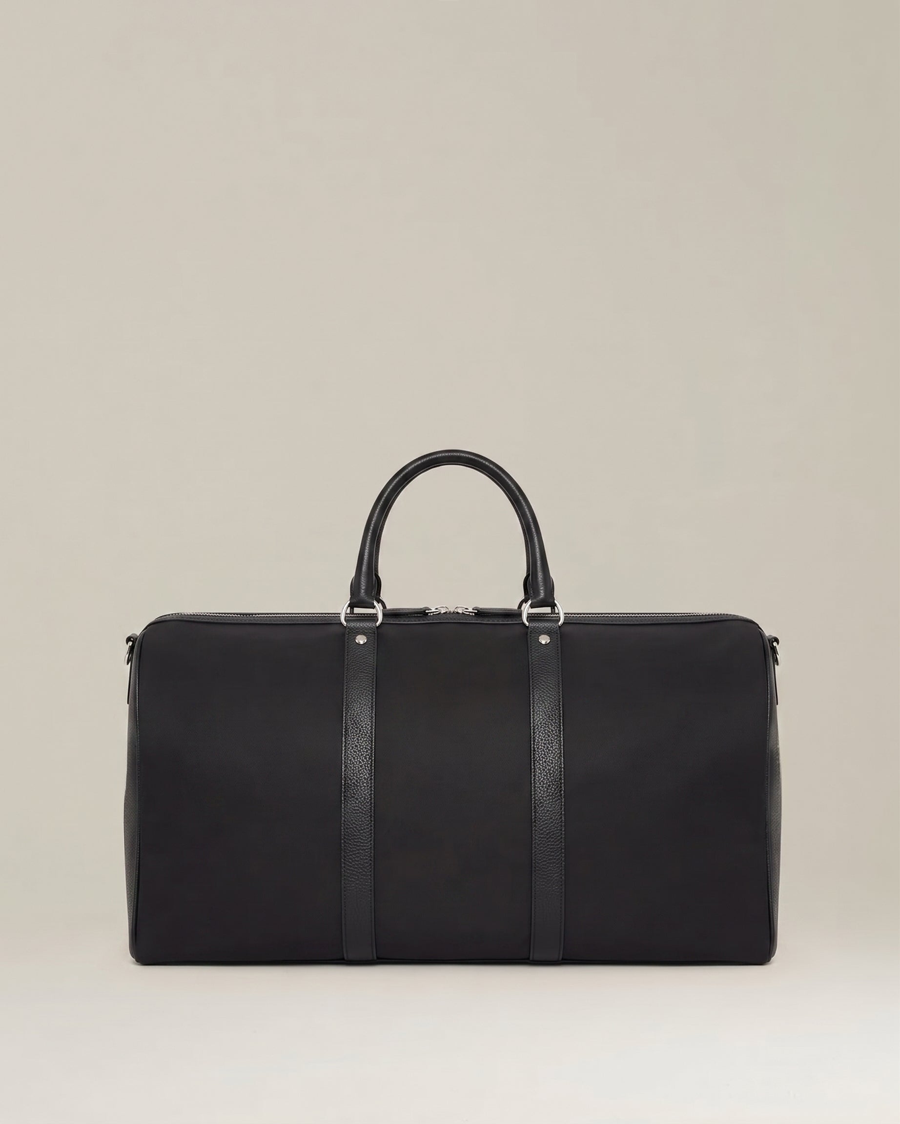 KITON Napoli Black Technical Textile Leather Trimmed Gym Duffle Bag