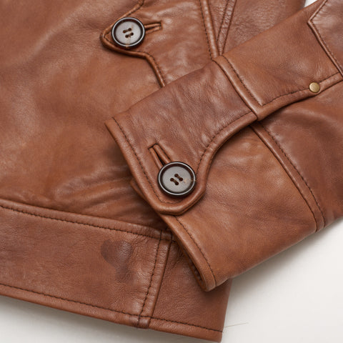 HARTFORD Brown Lamb Nappa Leather Flight Bomber Jacket Size M