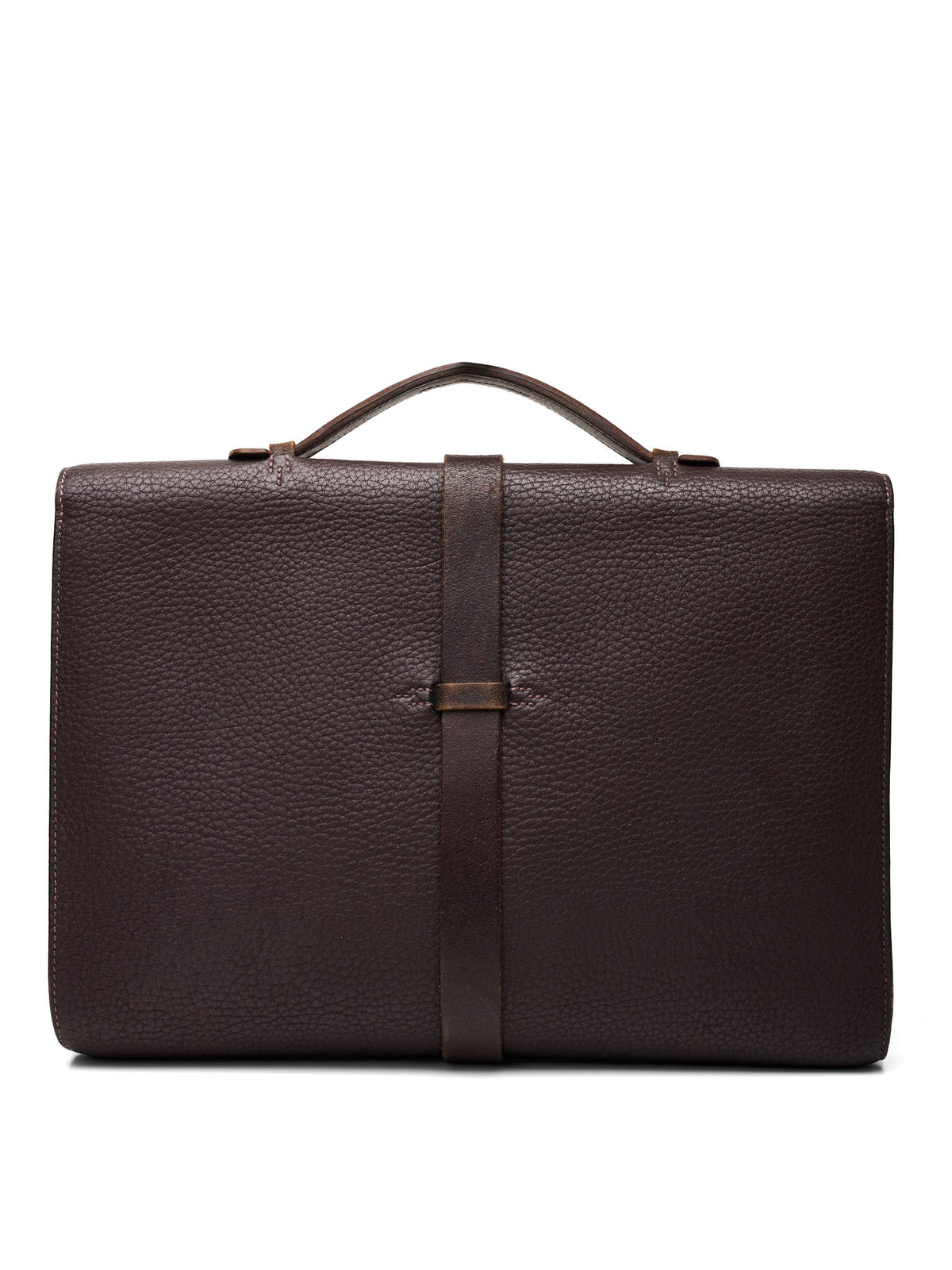 HERMES Etriviere II Brown Fjord Leather Briefcase Bag