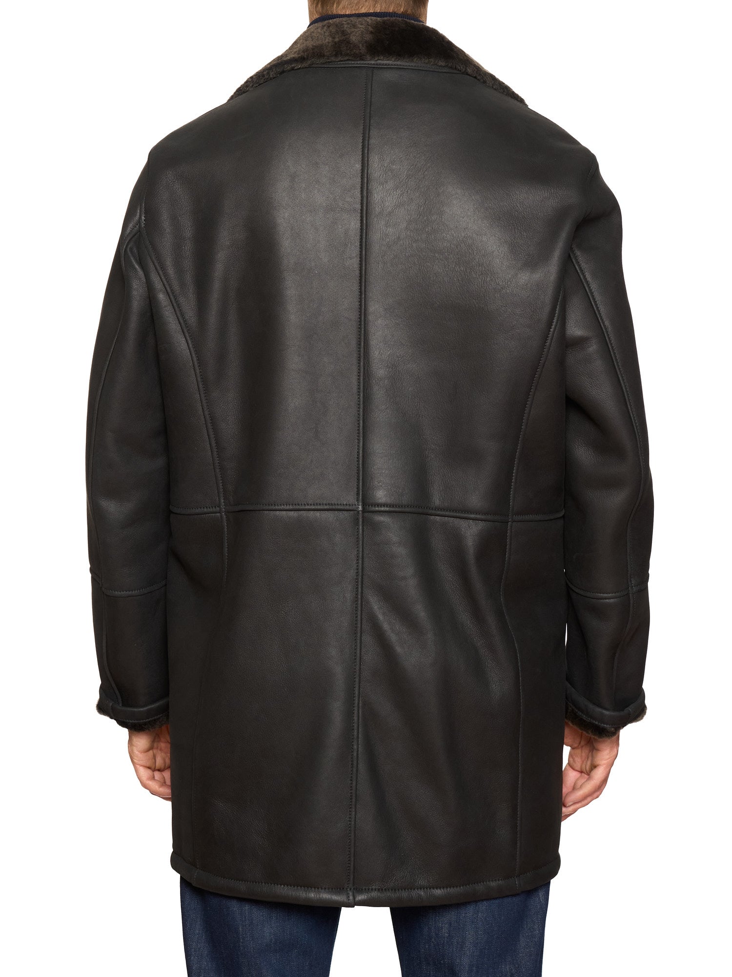 HETTABRETZ Black Nappa Leather Shearling Mouton Coat