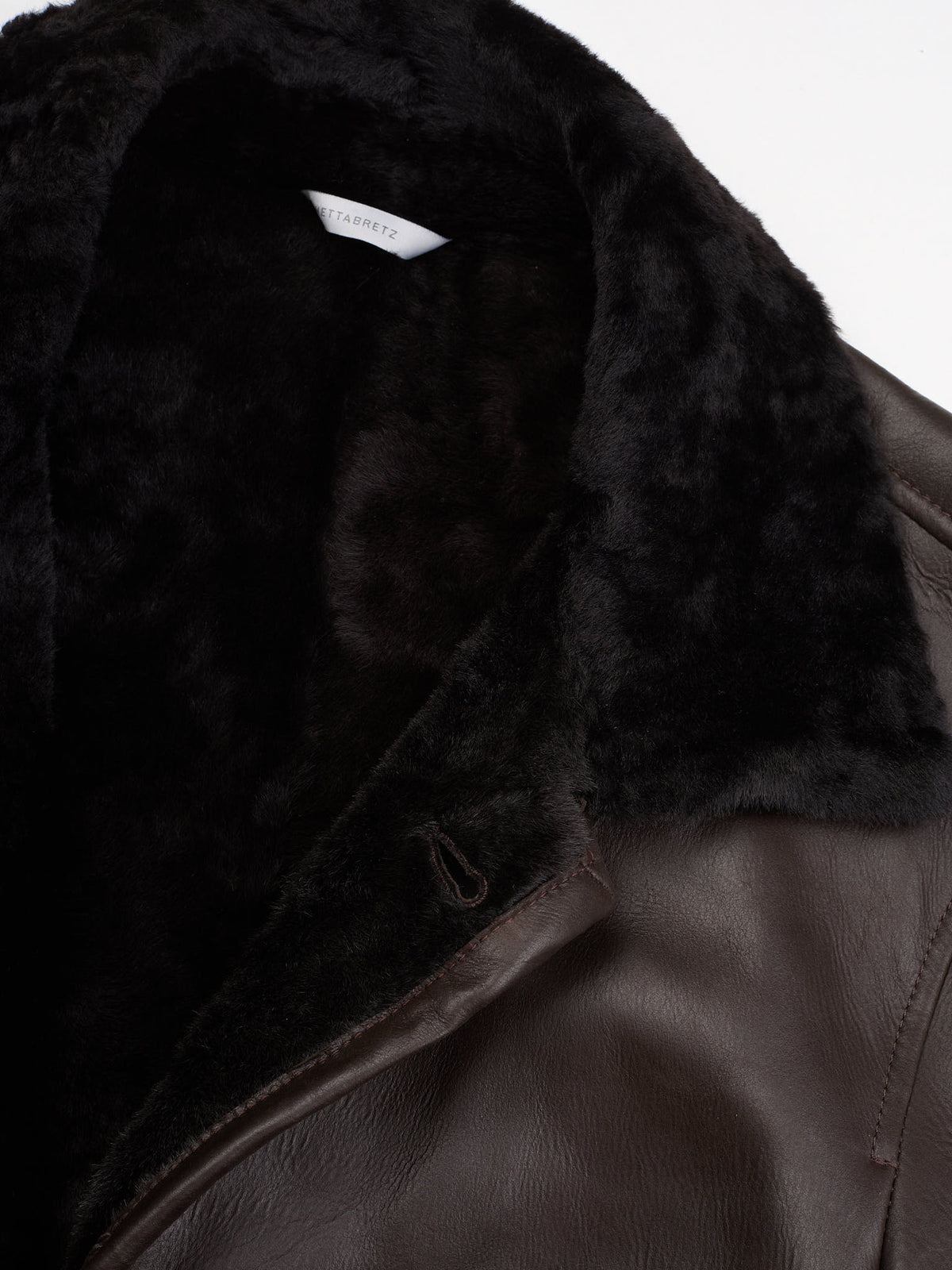 HETTABRETZ Brown Nappa Leather Shearling Mouton Coat