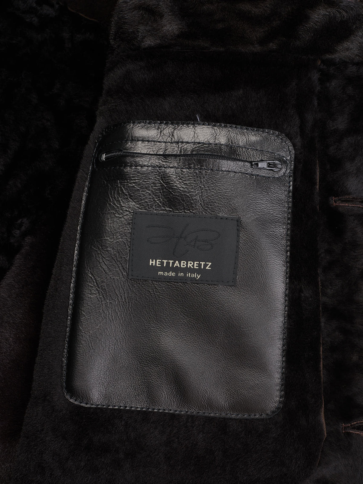 HETTABRETZ Brown Nappa Leather Shearling Mouton Coat