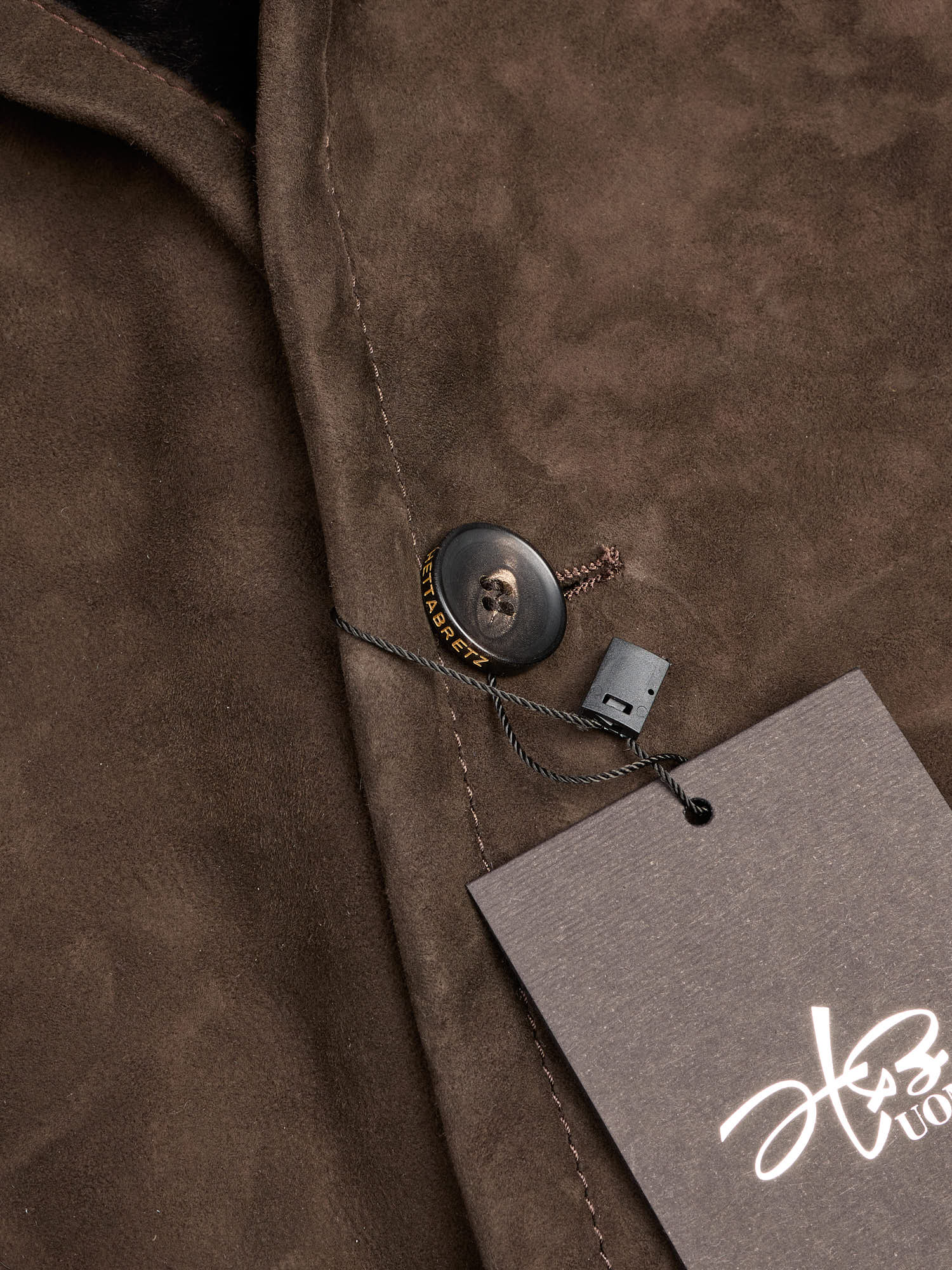 HETTABRETZ Brown Suede Shearling Leather Fur Coat Overcoat