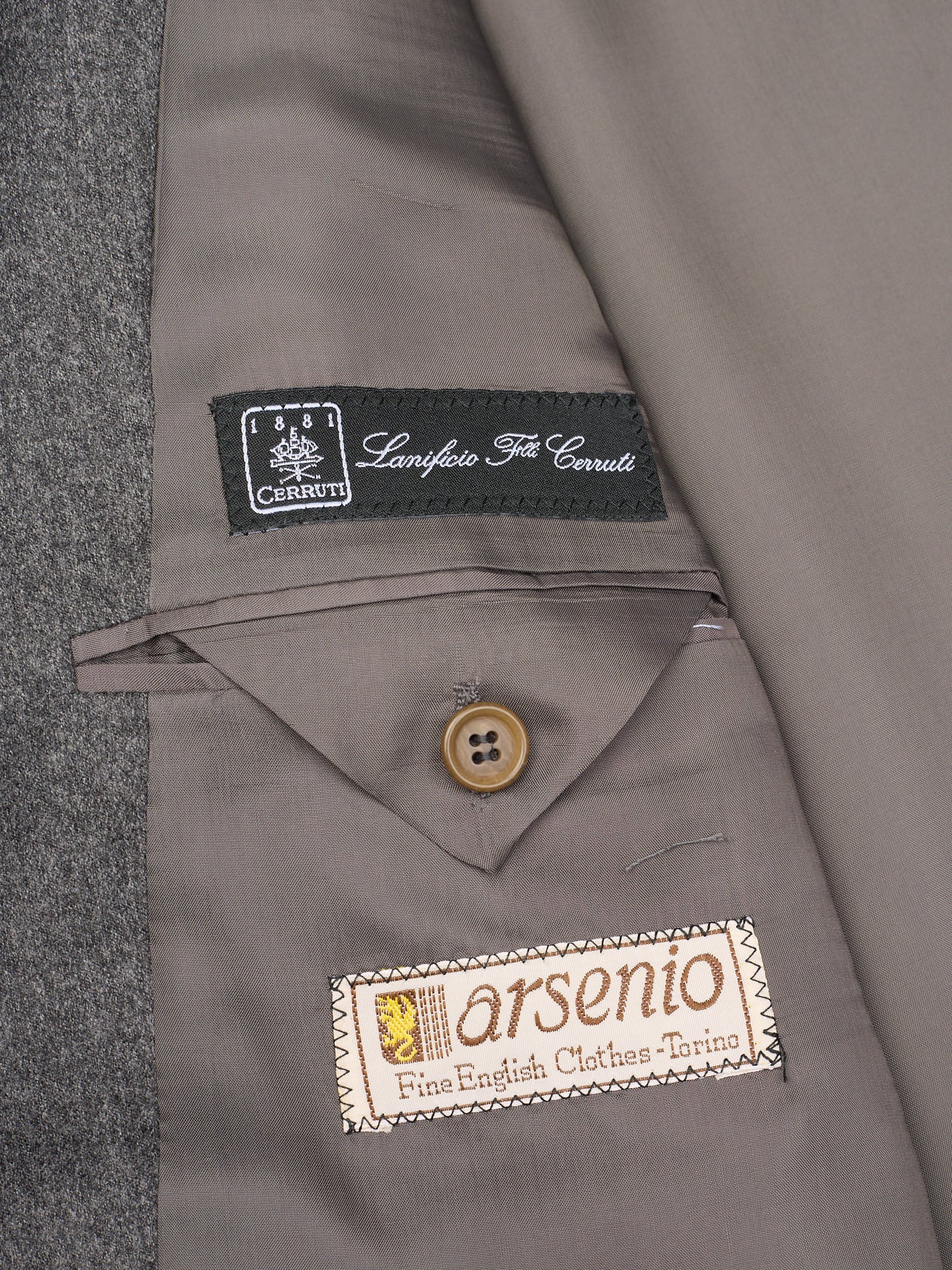 CERRUTI for Sir Wilson Torino Gray Flannel Wool–Cashmere Suit