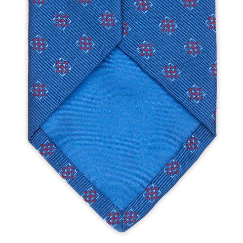 HOLLIDAY & BROWN Handmade Blue Macro-Design Silk Tie NEW